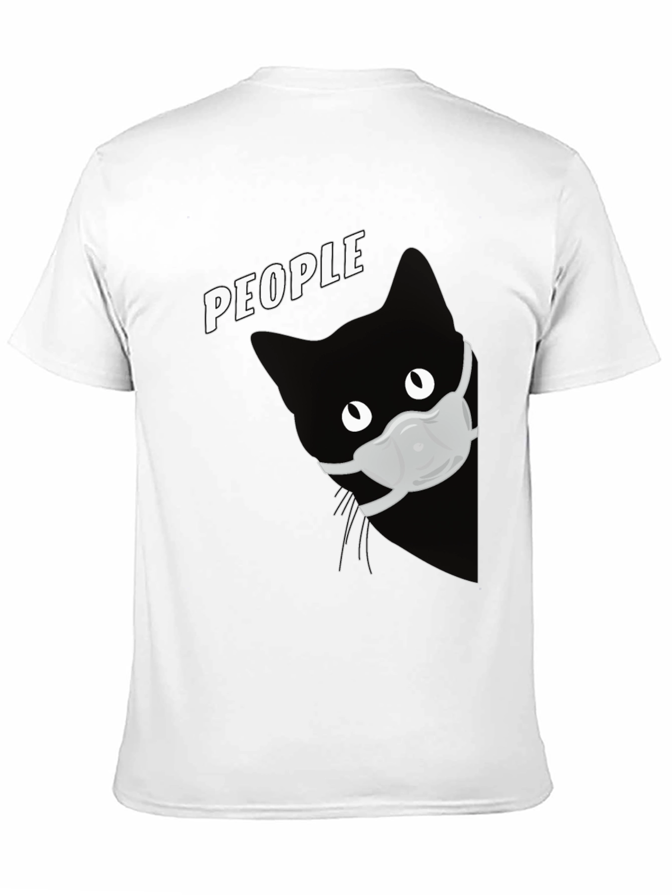 Black Cat with Mask Graphic T-Shirt - People view 11