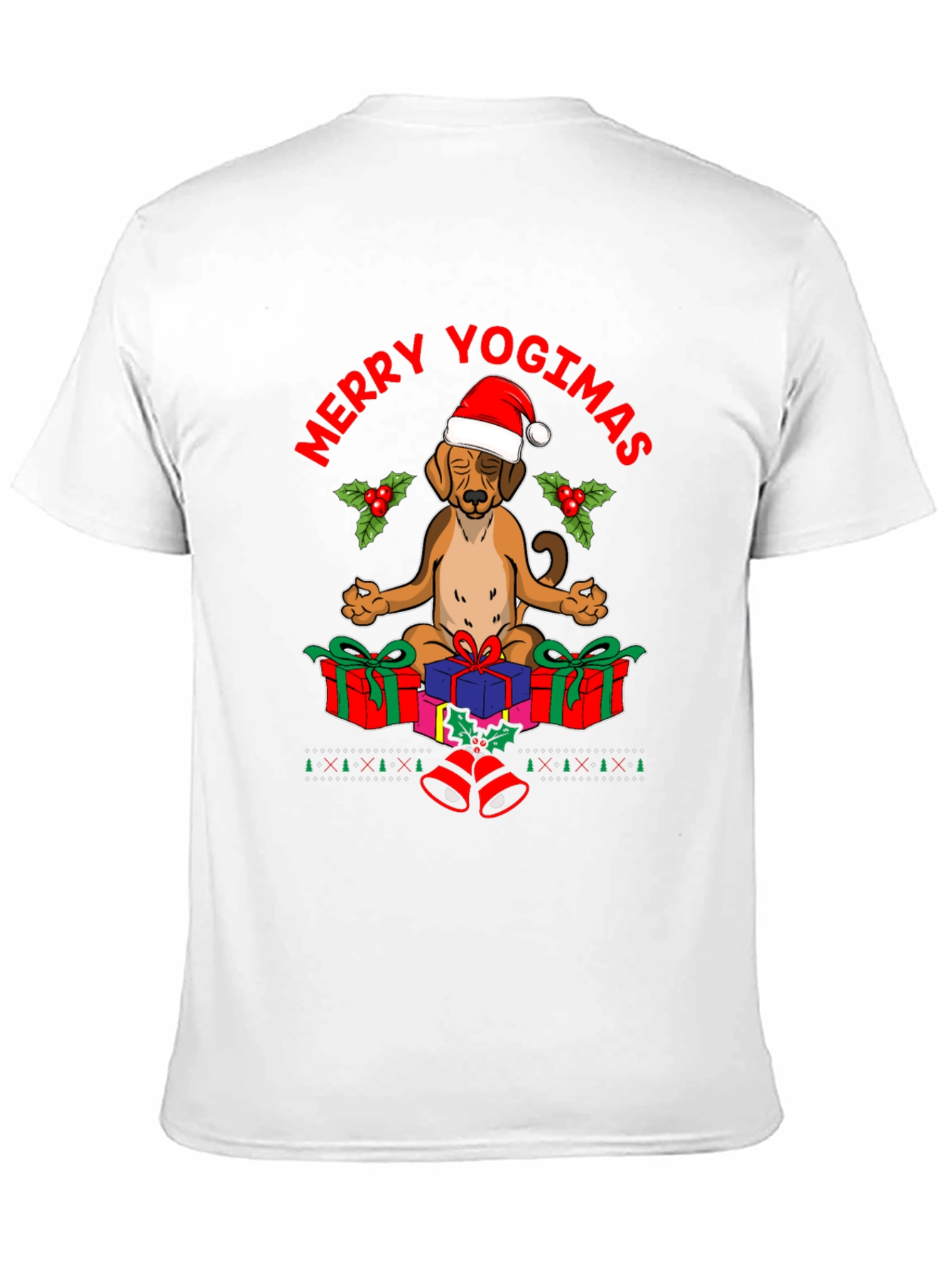 Black Merry Yogimas Dog T-Shirt - Holiday Yoga Gifts view 11