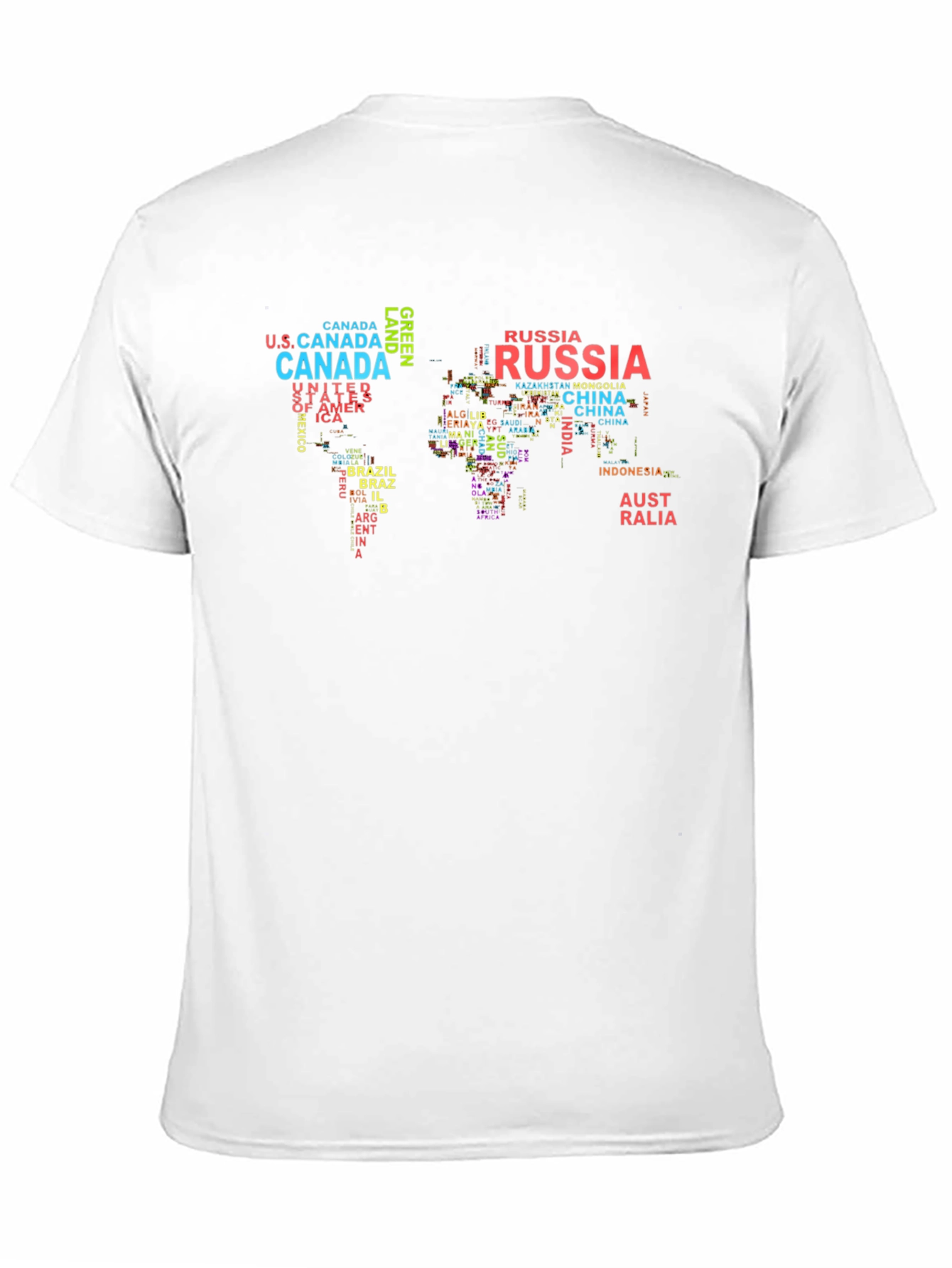 Black World Map Country Name T-Shirt view 11