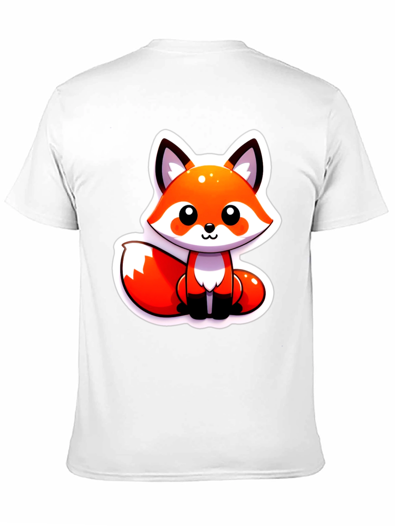 Black Cute Cartoon Fox Graphic Tee - Soft Black Unisex Shirt view 11