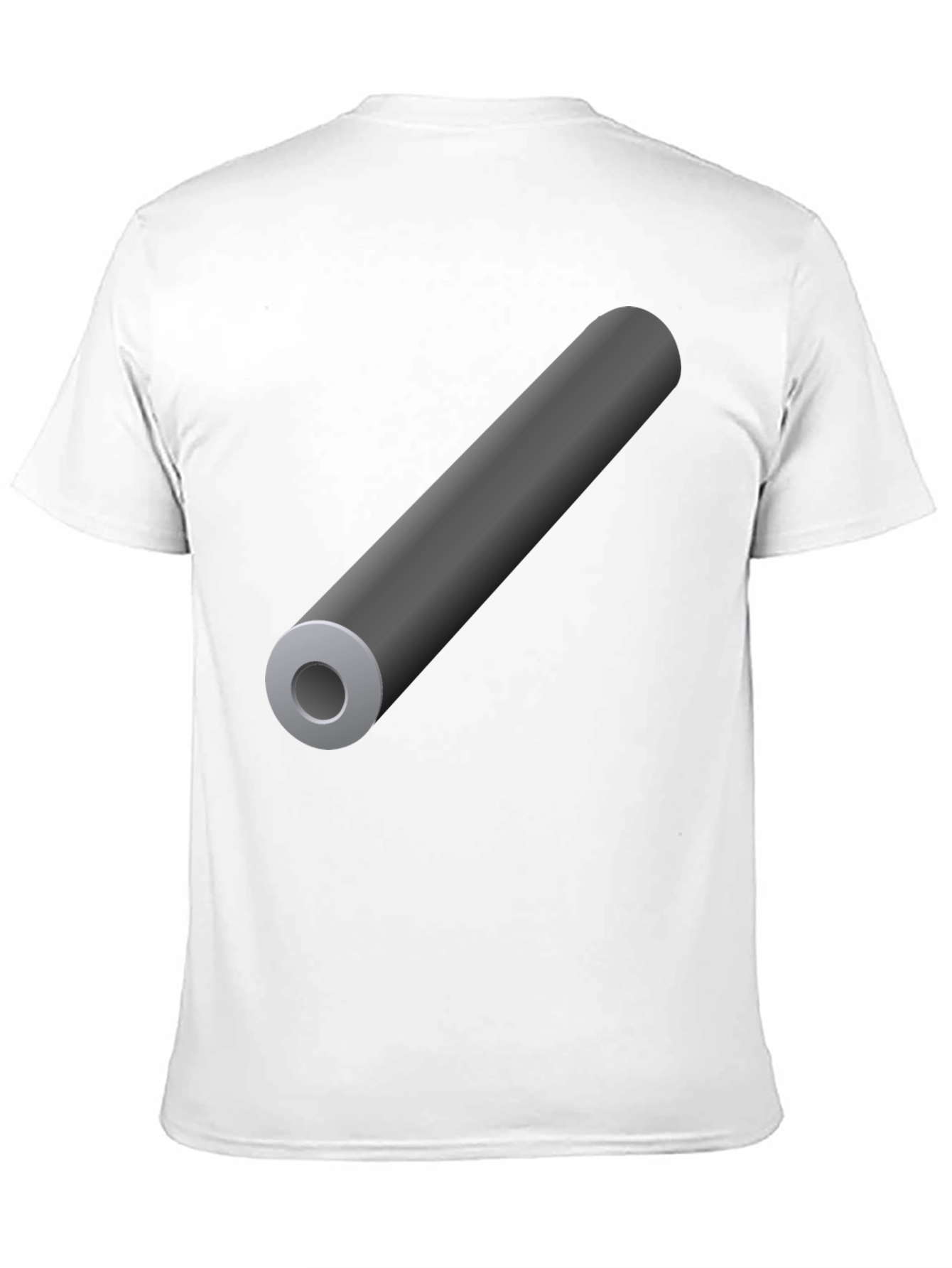 Black Men's Black T-Shirt with Gray Cylinder Graphic view 11