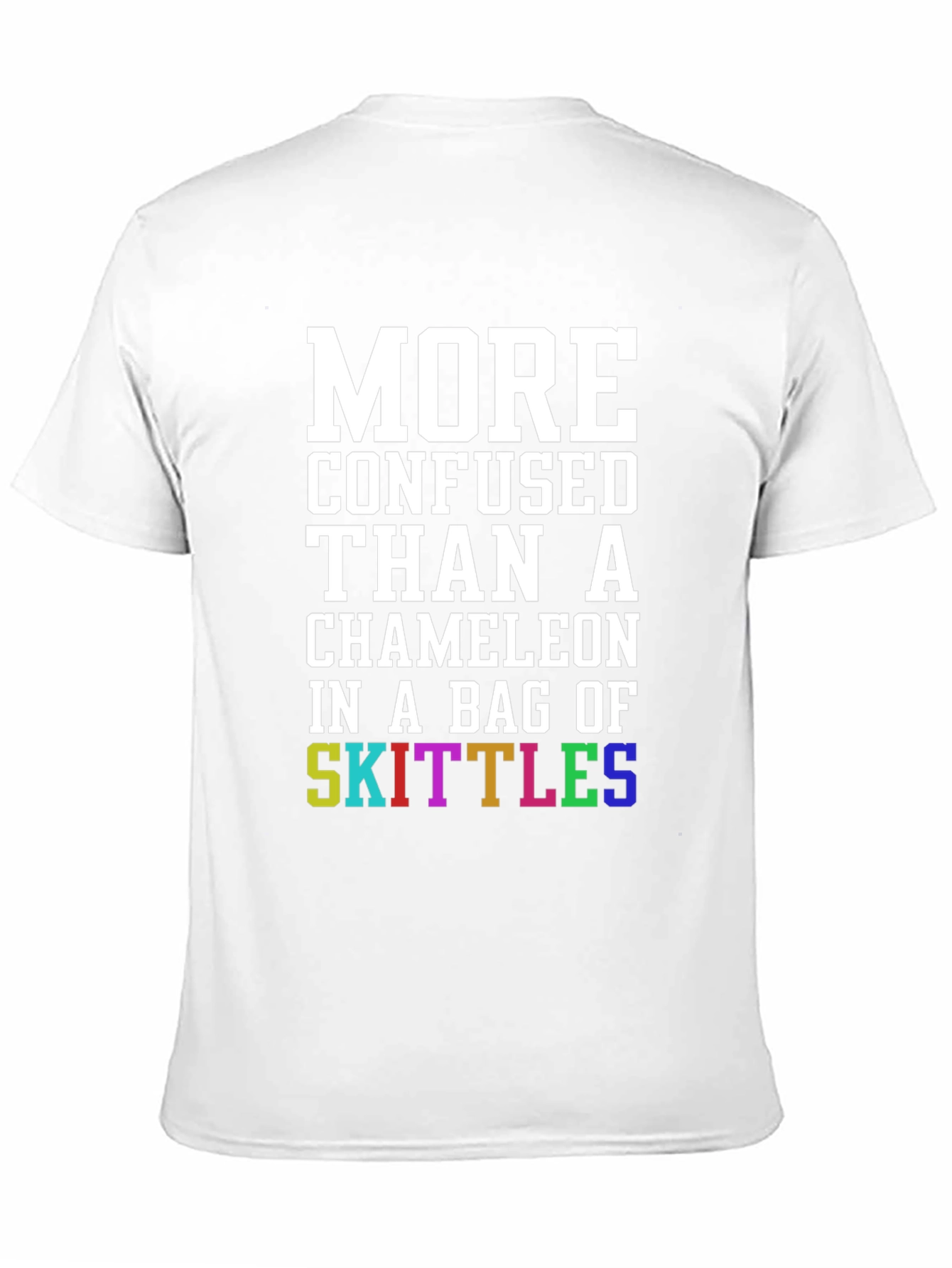 Black Confused Chameleon Skittles T-Shirt - Funny Novelty Tee view 11