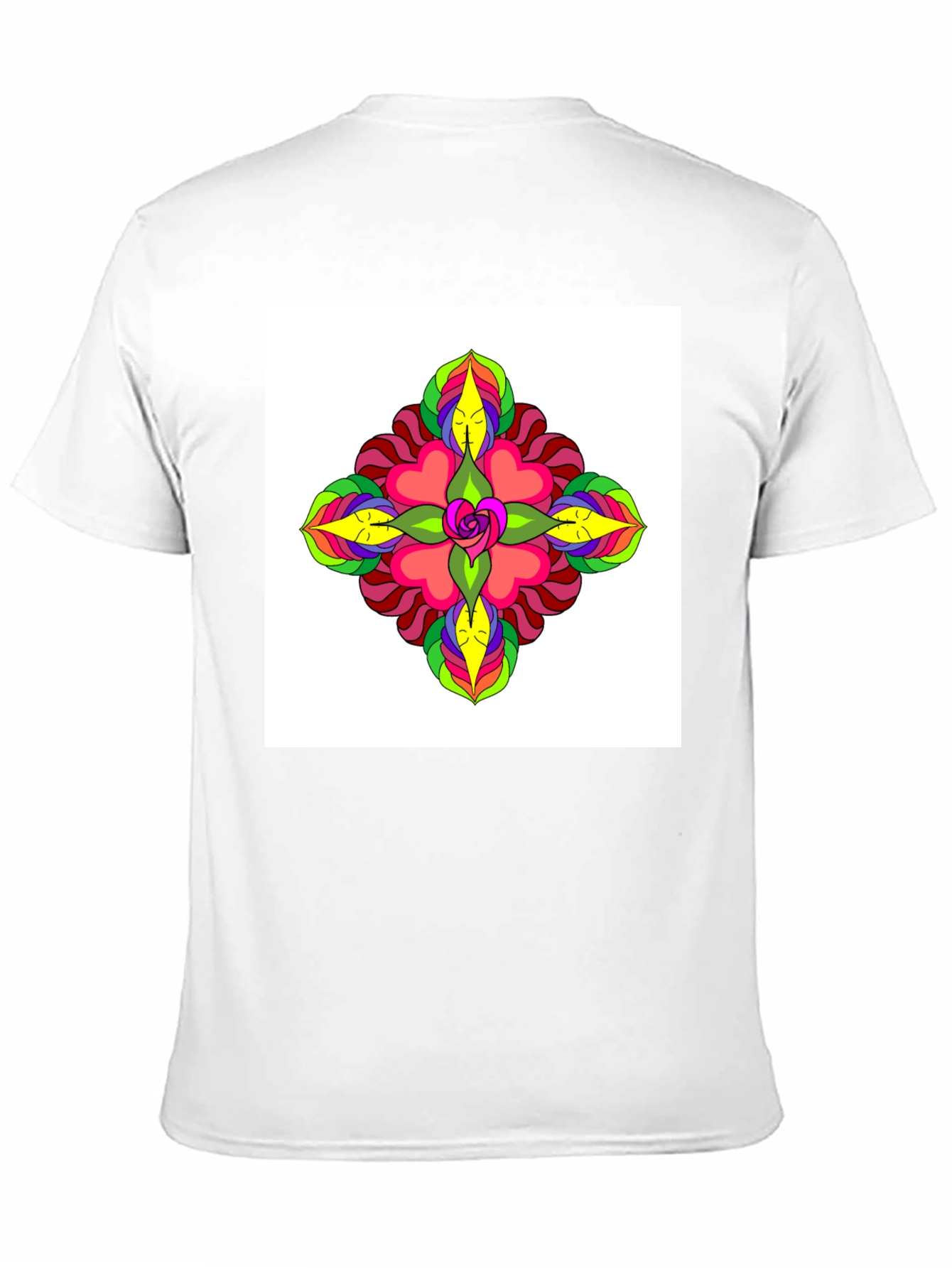 Black Psychedelic Flower Tee - Black Cotton Casual Wear view 11