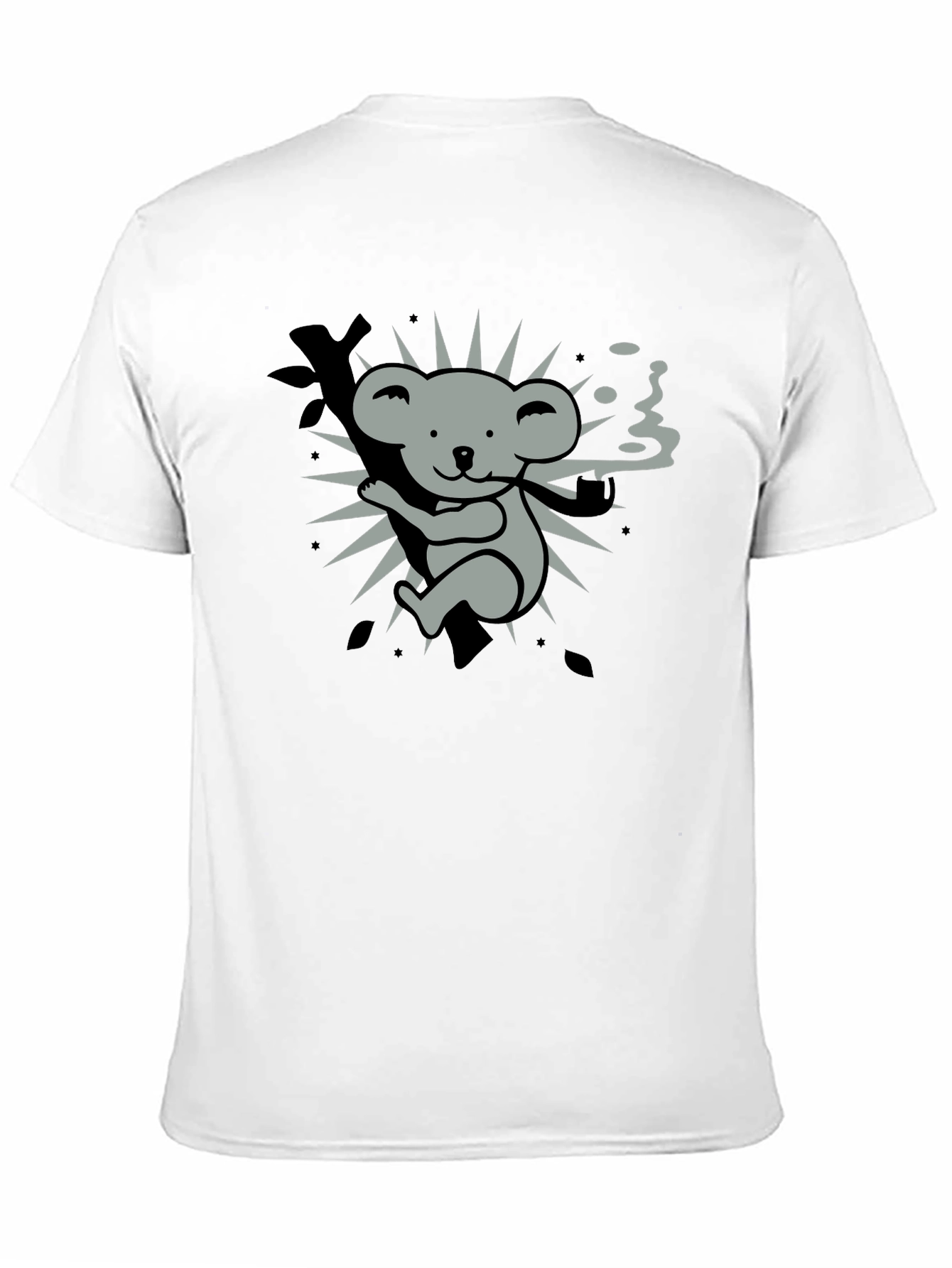 Black Smoking Koala Graphic Tee - Black Cotton T-Shirt view 11