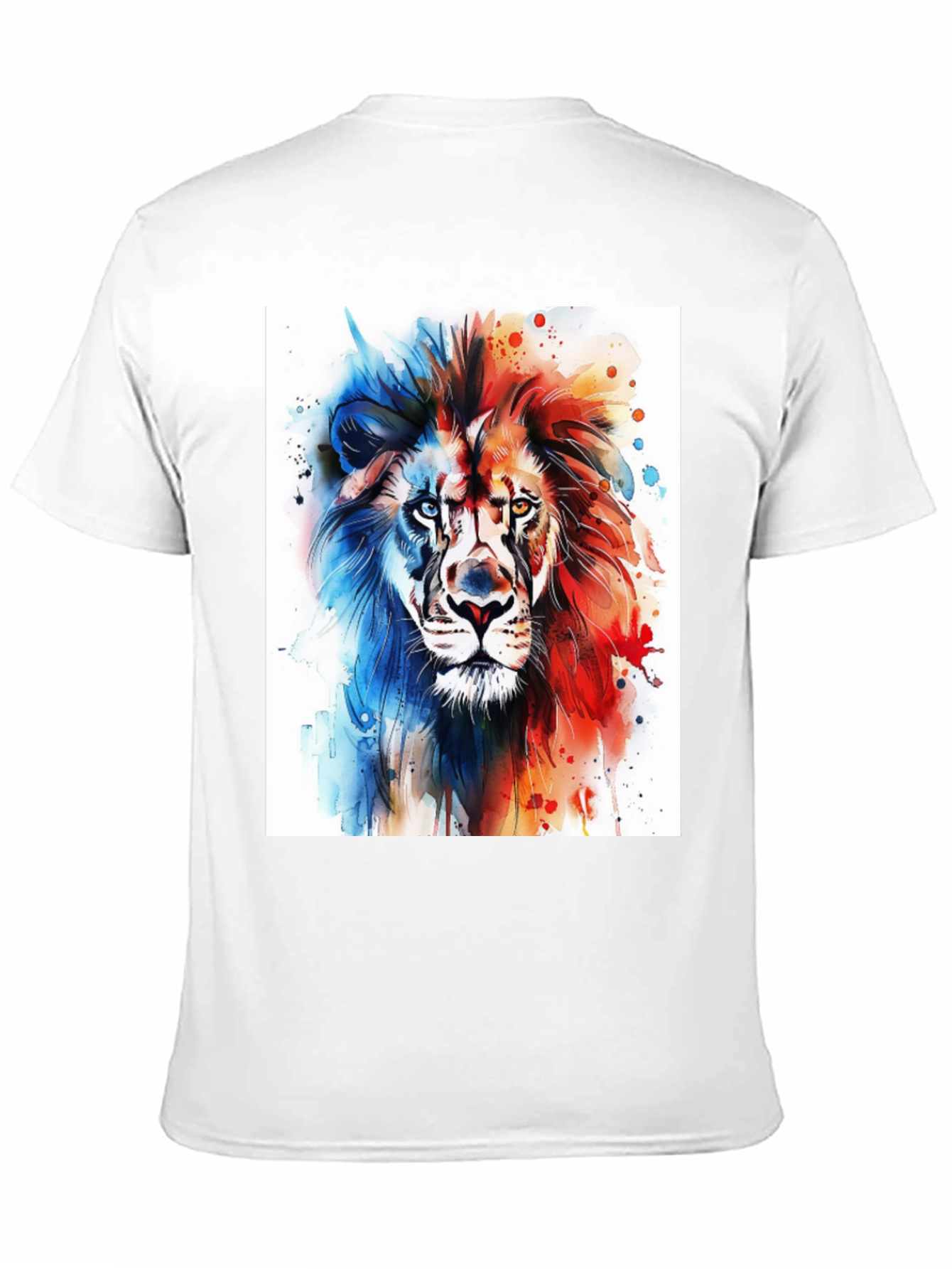 Black Watercolor Lion Graphic Tee - Men's Black T-Shirt view 11