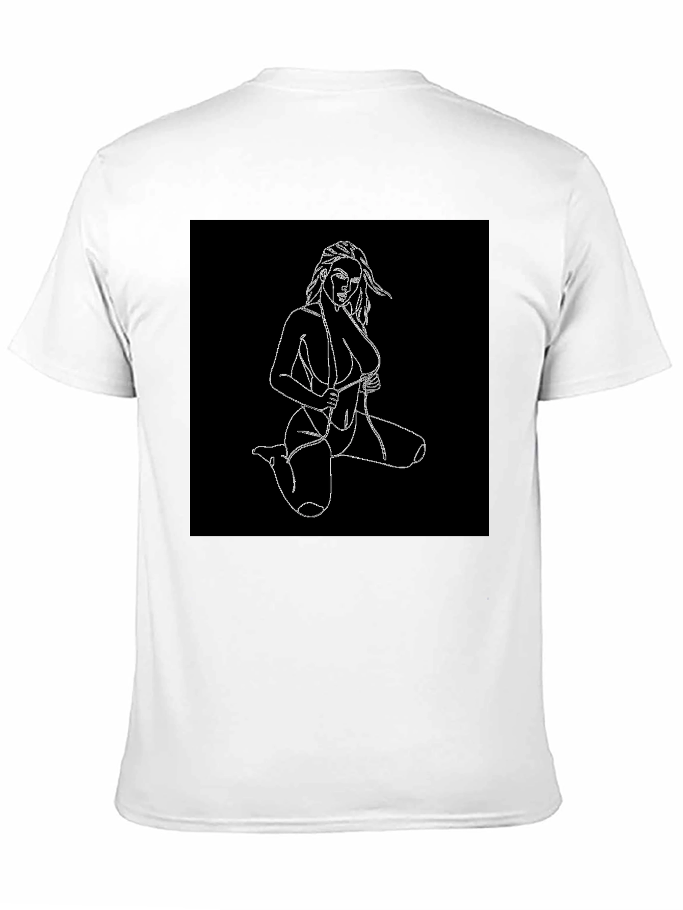 Black Black T-Shirt with Line Art Woman Design view 11