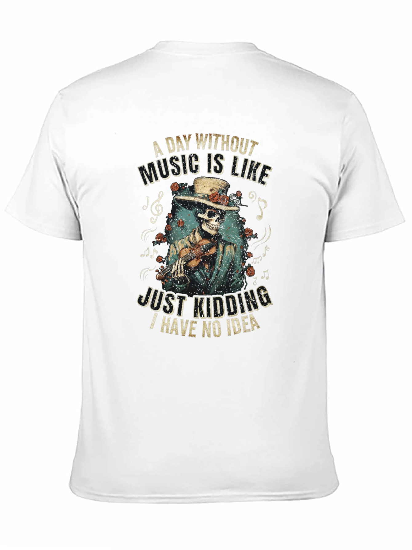 Black Music Lover's Skeleton Tee - "A Day Without Music" view 11