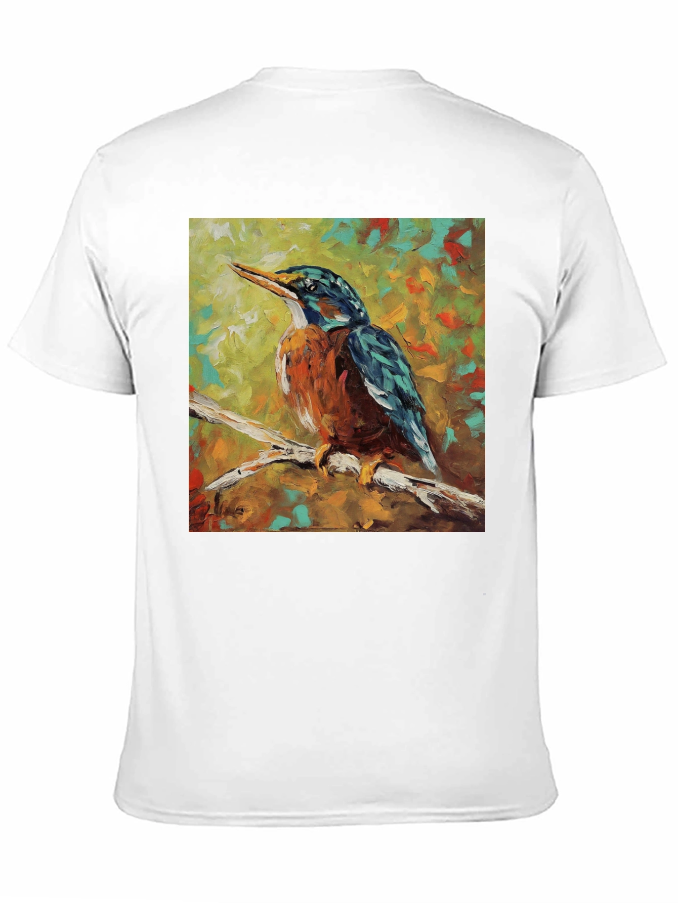 Black Kingfisher Bird Art T-Shirt view 11