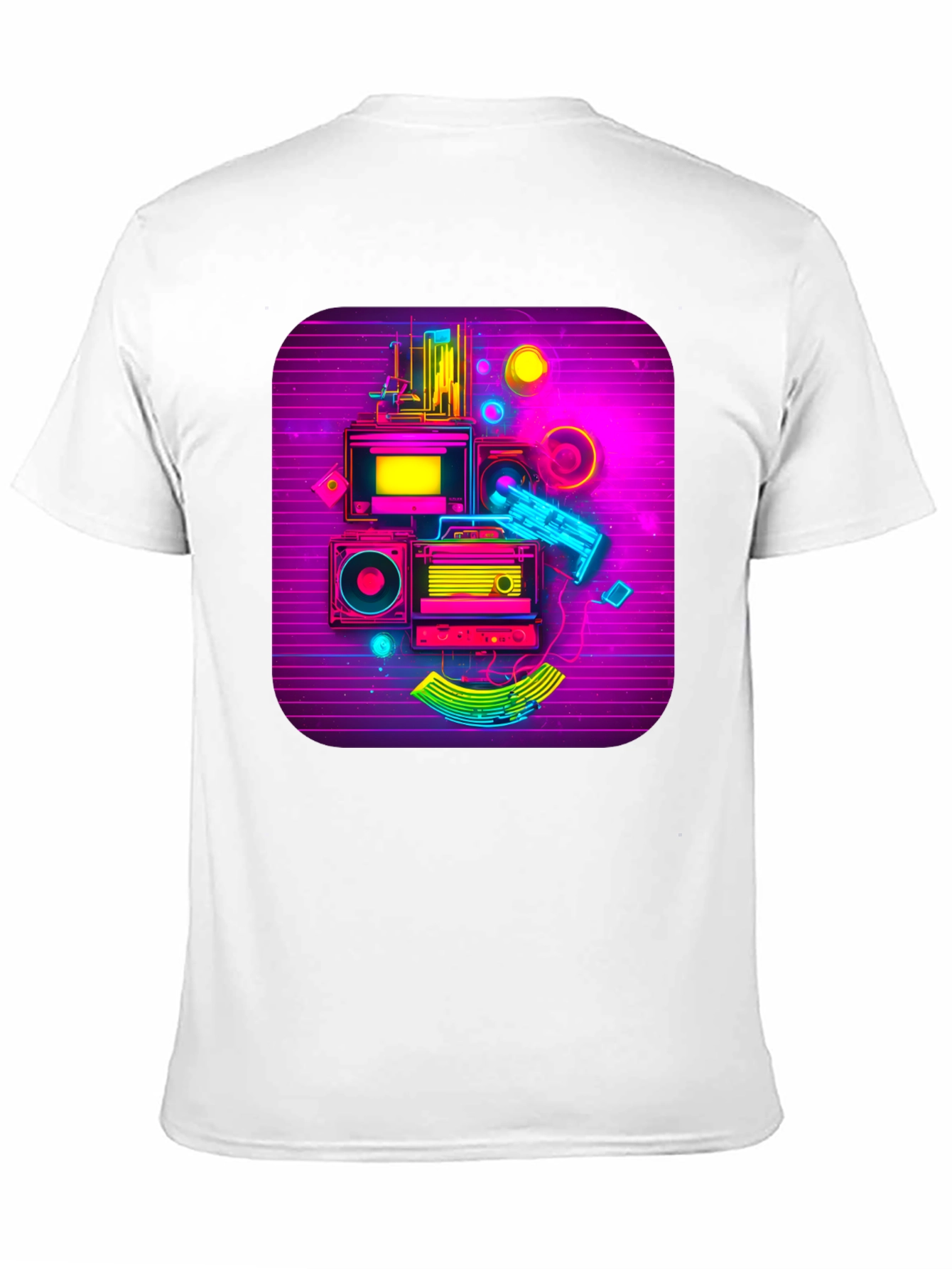 Black Retro Synthwave Music Graphic Tee view 11