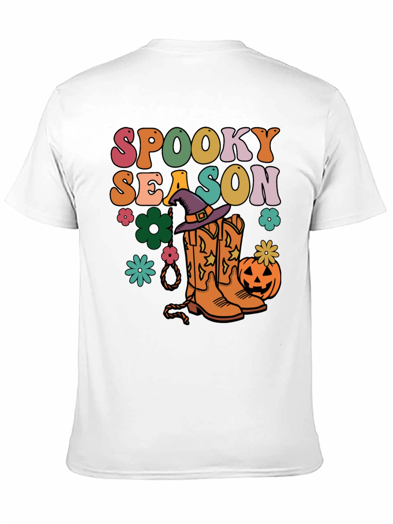 Black Spooky Season Retro Halloween T-Shirt view 11