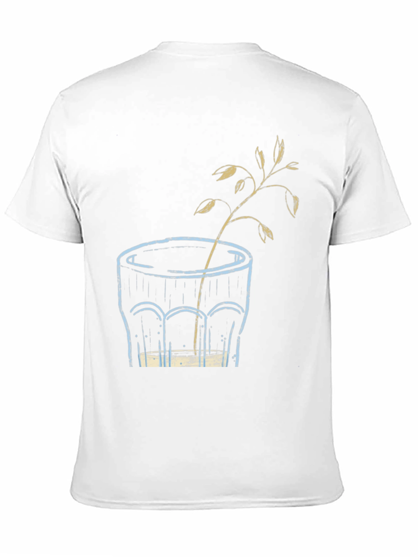 Black Unique Graphic T-Shirt: Glass with Plant Art view 11