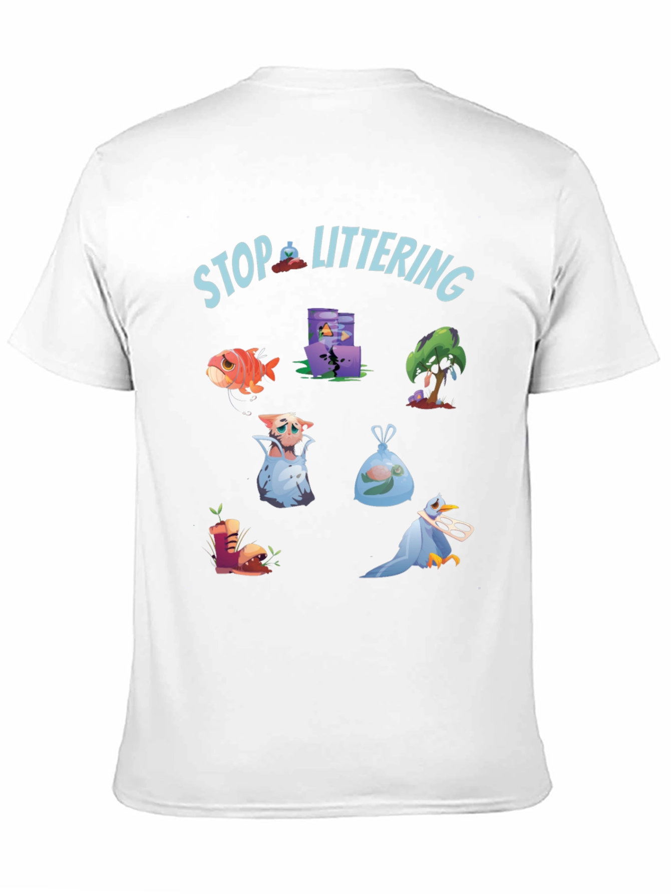 Black Eco-Friendly Stop Littering Graphic T-Shirt view 11