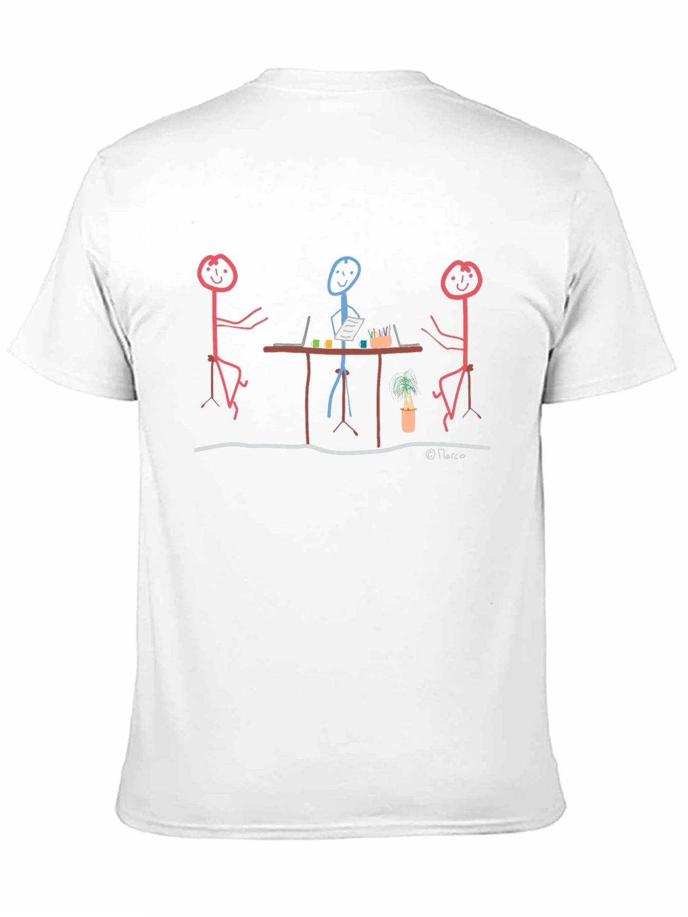 Black Stick Figure Meeting Graphic T-Shirt view 11