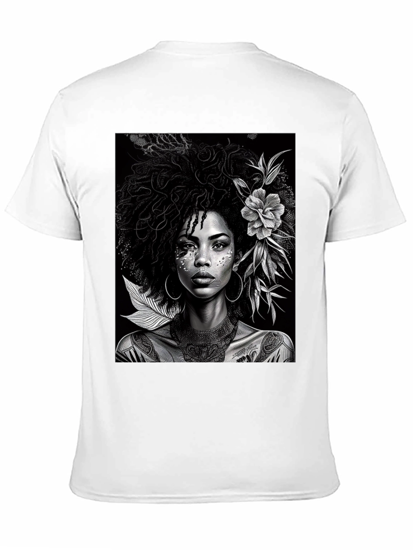 Black Woman Portrait Graphic Tee - Elegant Black T-Shirt view 11