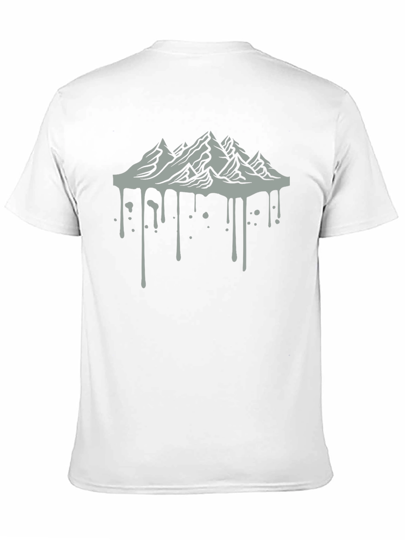 Black Men's Black Tee with Mountain Drip Design view 11
