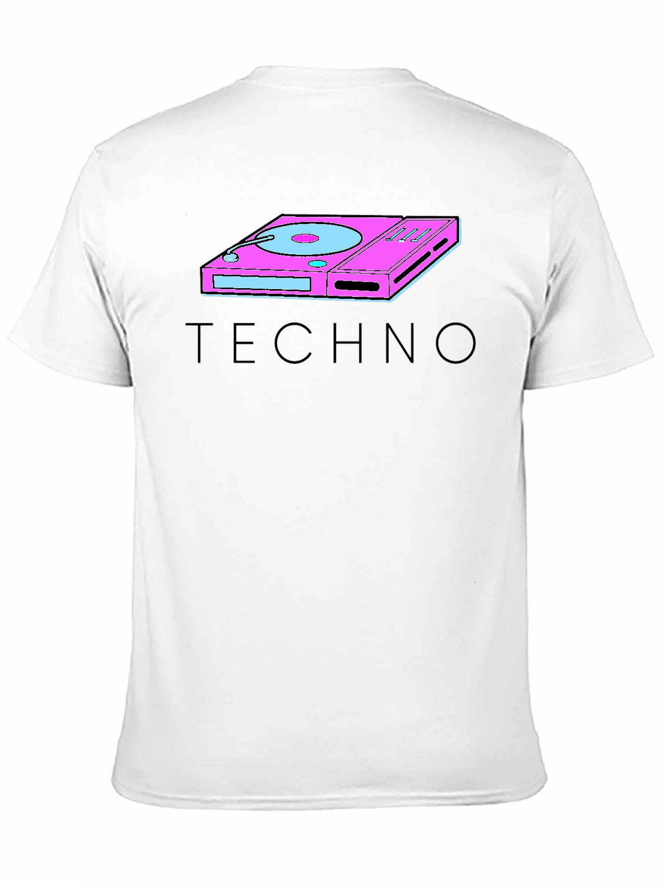 Black Retro Techno Turntable Graphic T-Shirt view 11
