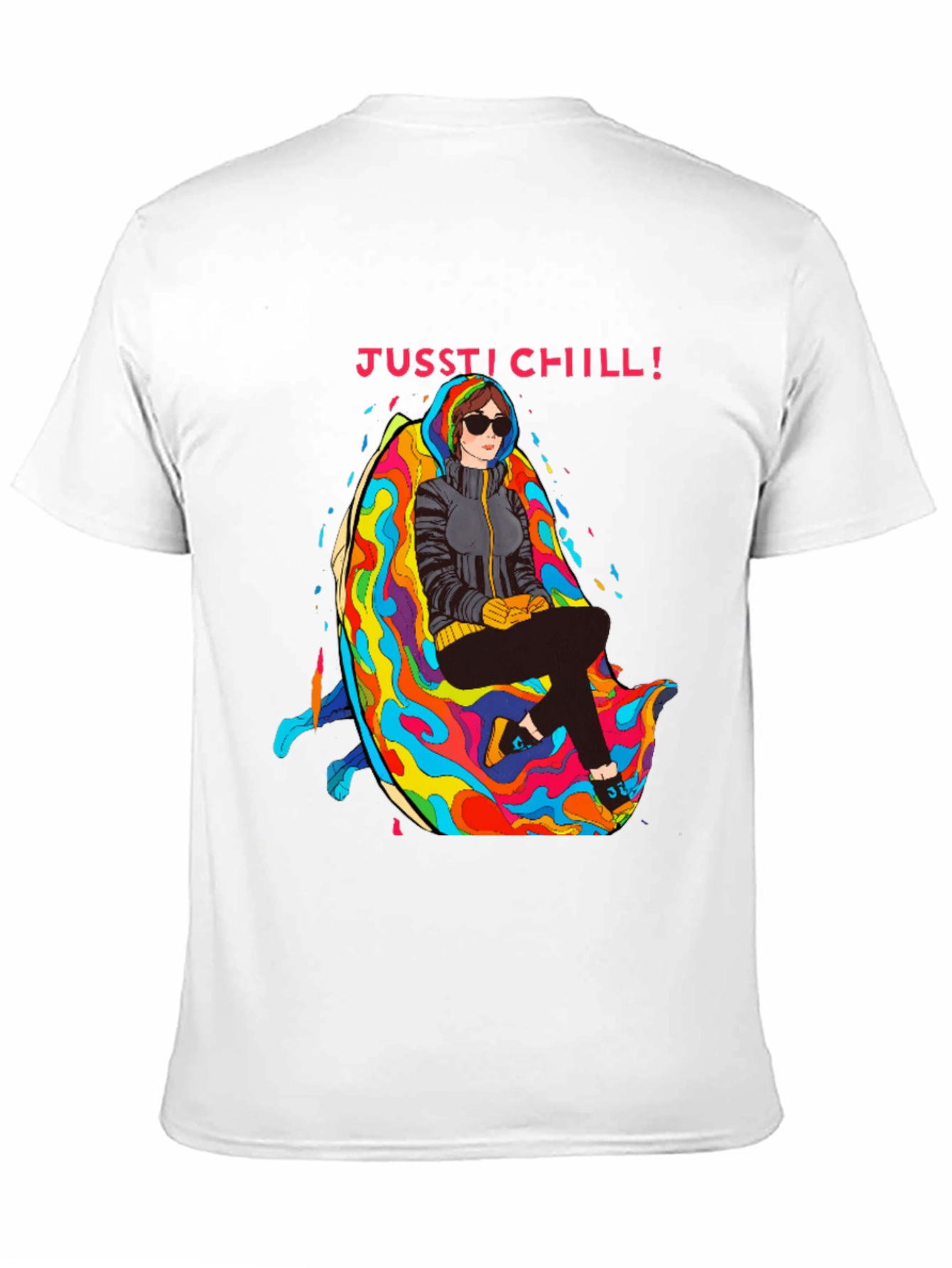 Black Just Chill T-Shirt - Relaxed Fit, Unique Graphic Tee view 11