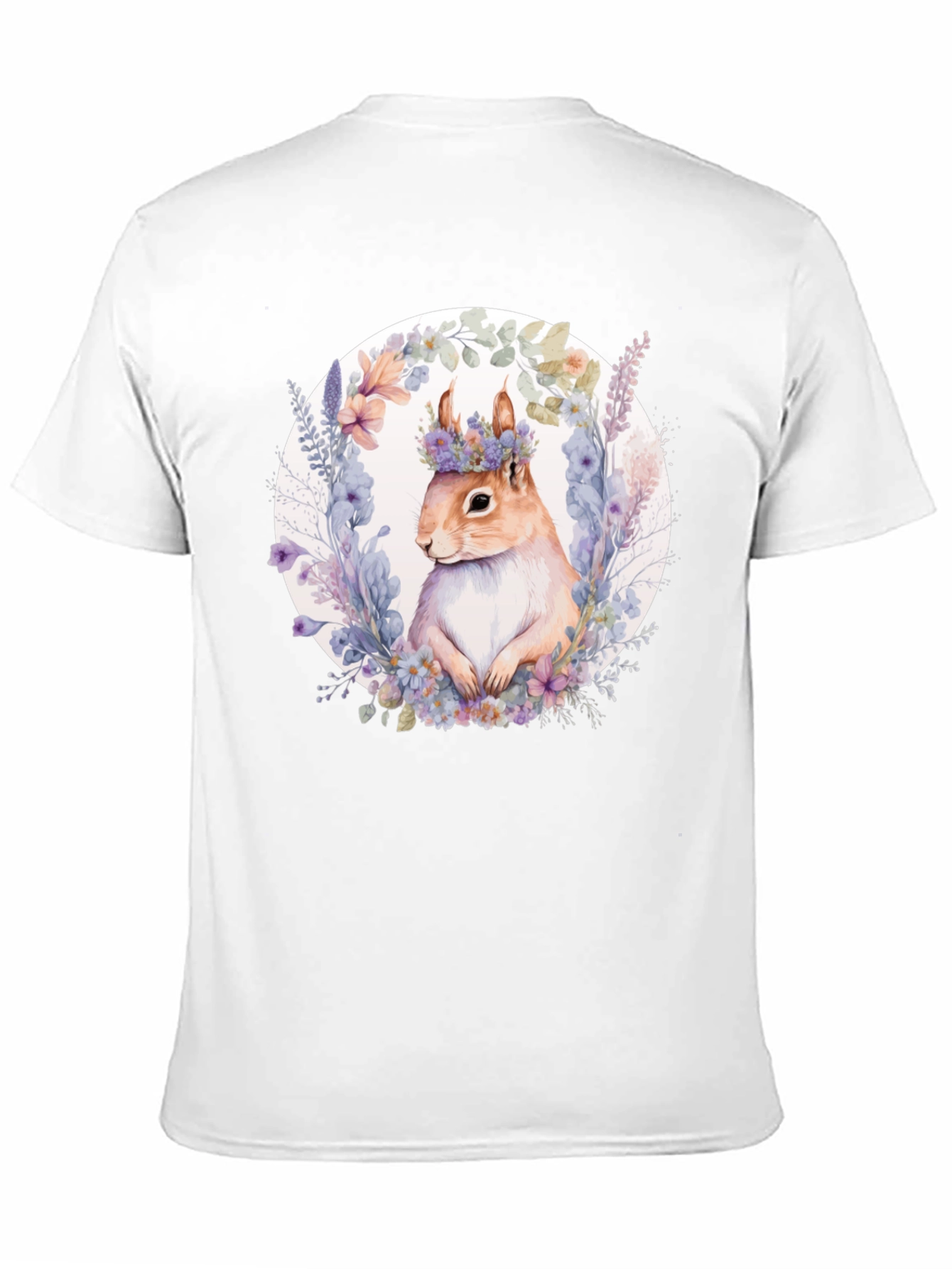Black Squirrel Floral Wreath Black T-Shirt view 11
