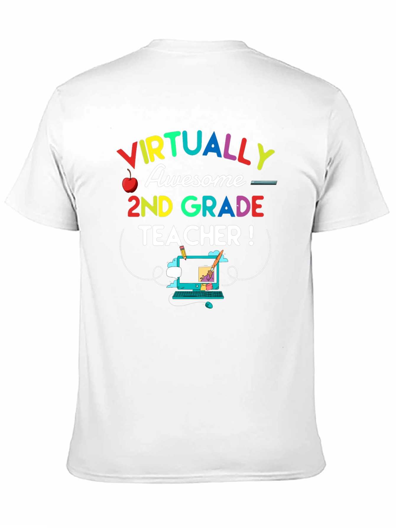 Black Virtually Awesome 2nd Grade Teacher T-Shirt view 11