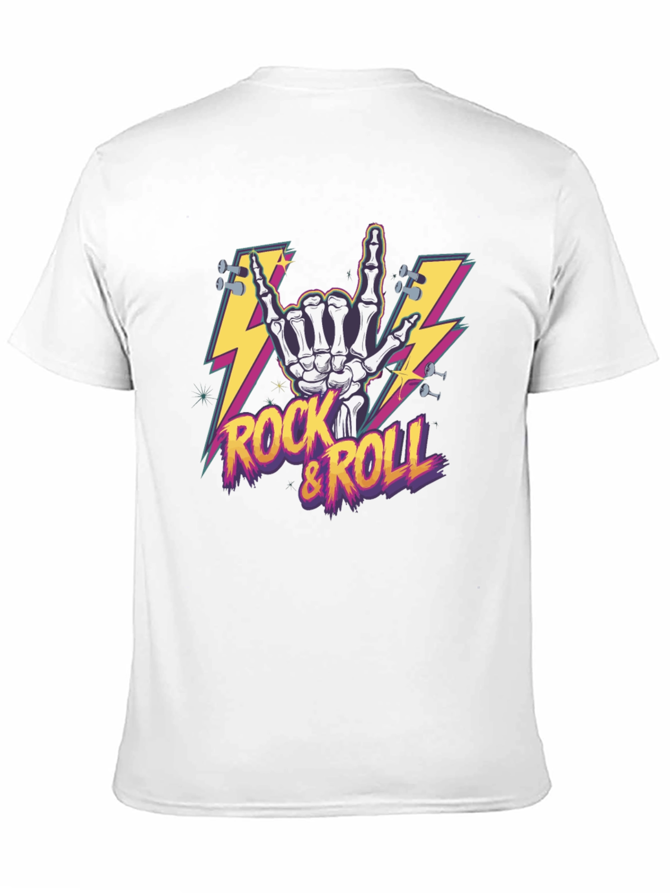 Black Rock & Roll Skeleton Hand Graphic T-Shirt view 11