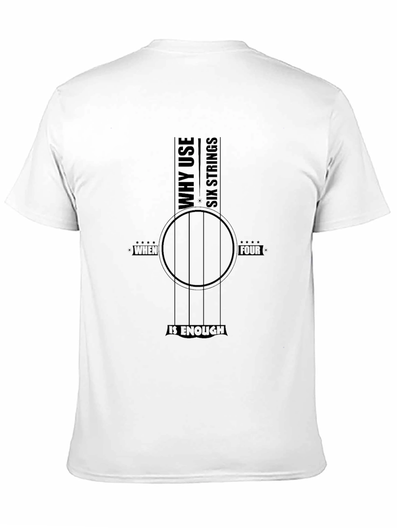 Black Why Use Six Strings T-Shirt - Funny Guitar Bass Tee view 11