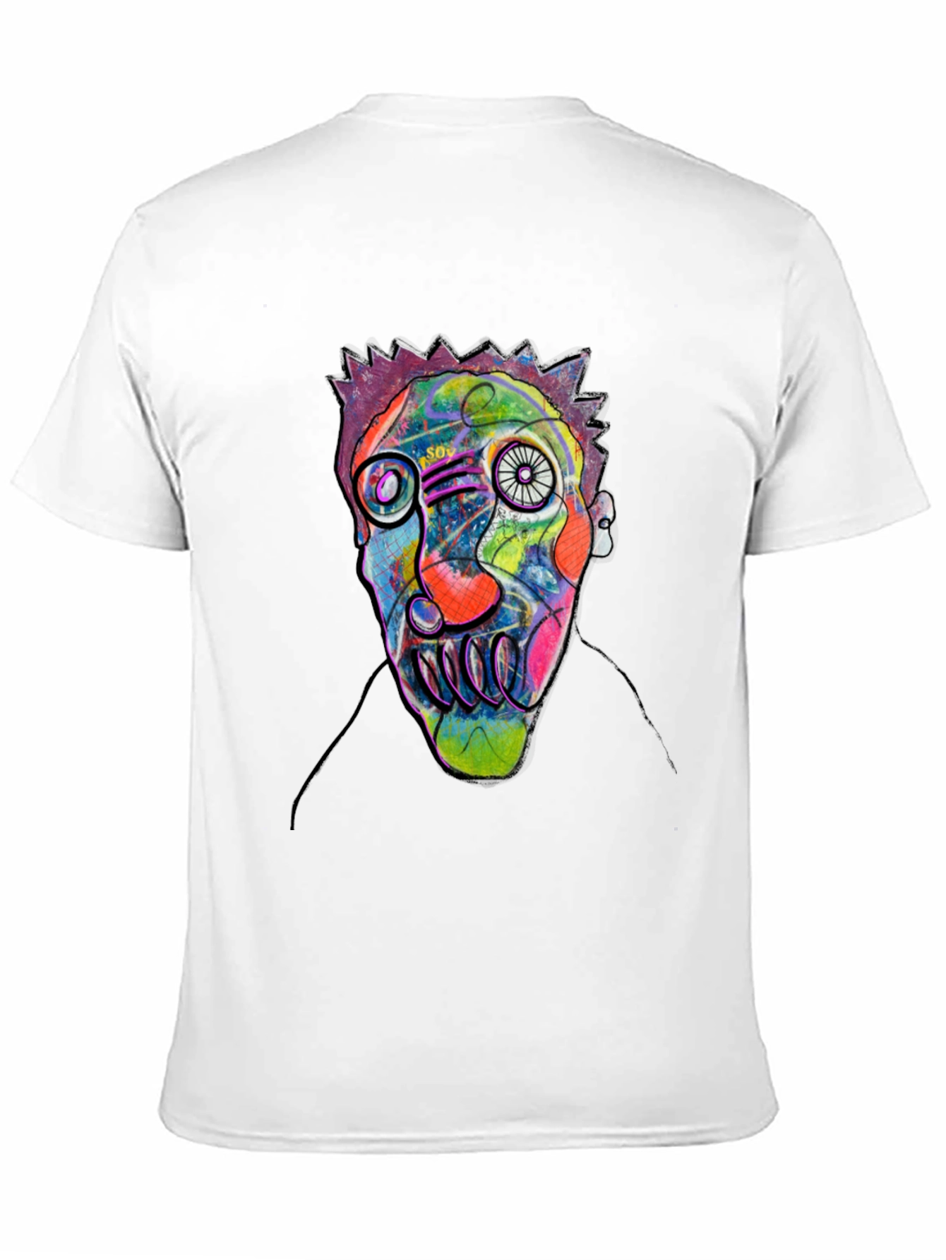 Black Abstract Face Art Black T-Shirt view 11