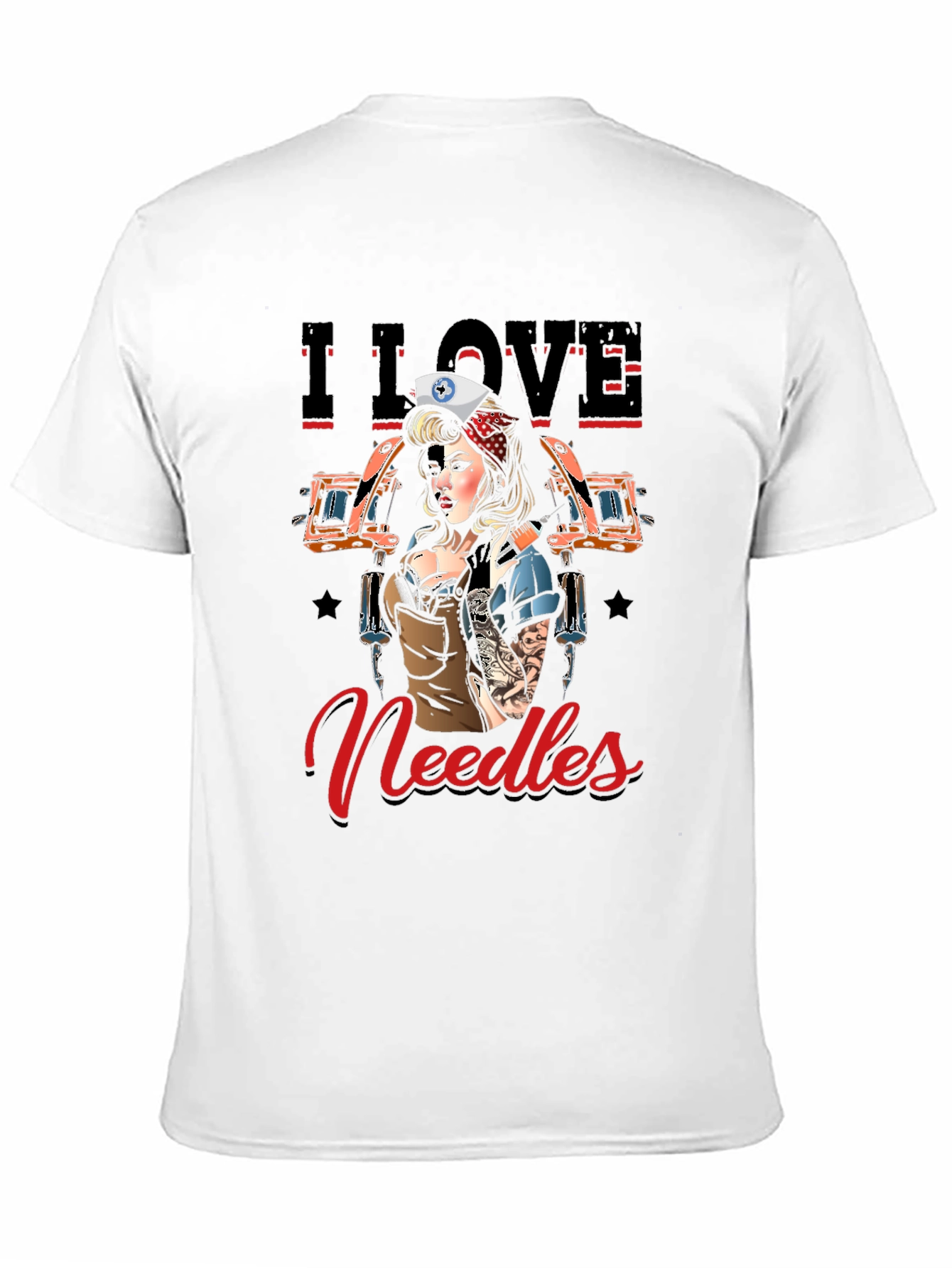 Black I Love Needles Tattoo Artist T-Shirt view 11