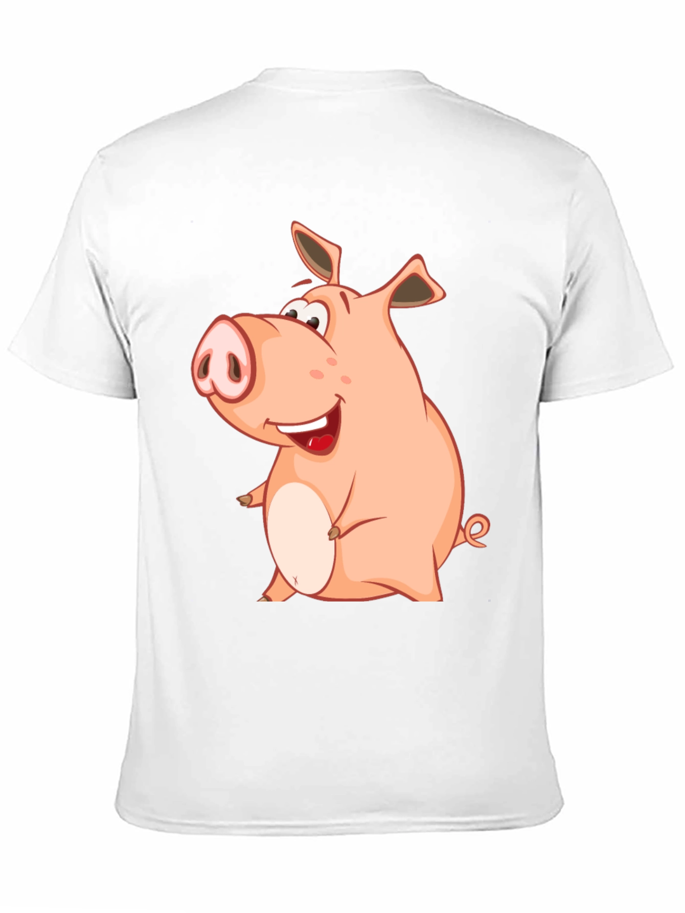 Black Funny Pig Cartoon Graphic Tee - Black Cotton Shirt view 11