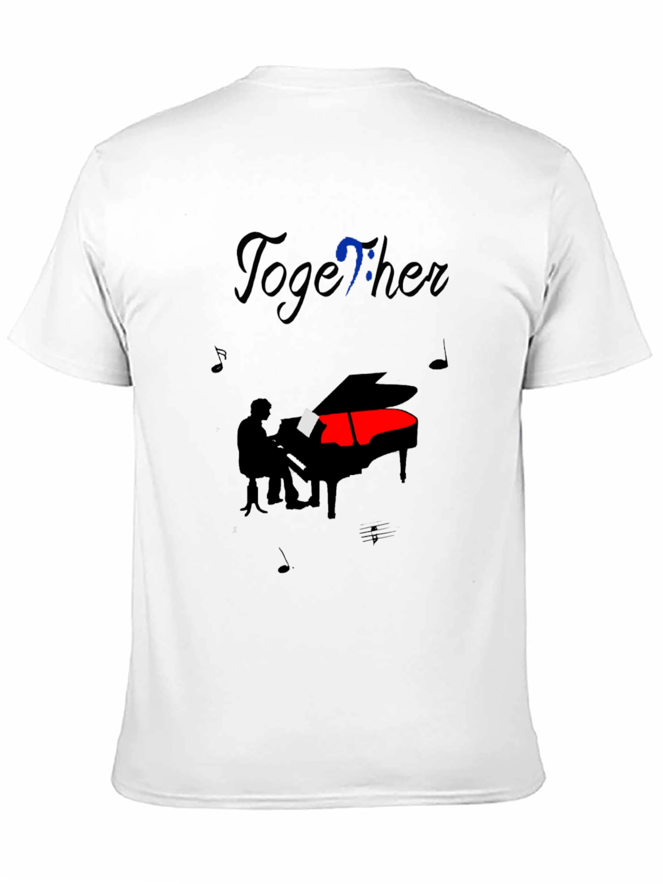 Black Musical Harmony Tee: Piano & Together Design view 11