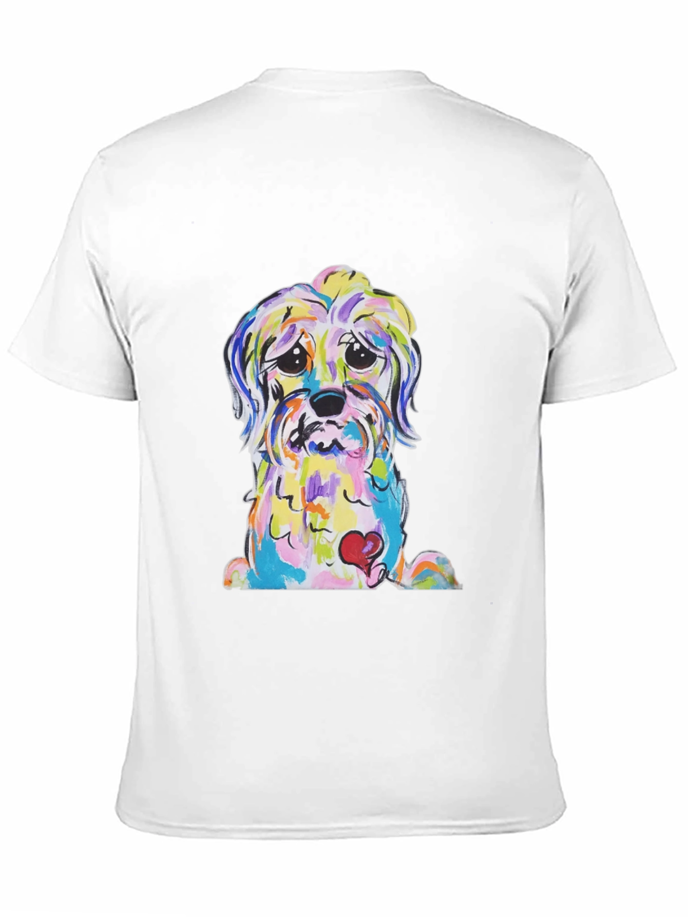 Black Dog With Heart Colorful Graphic T-Shirt view 11