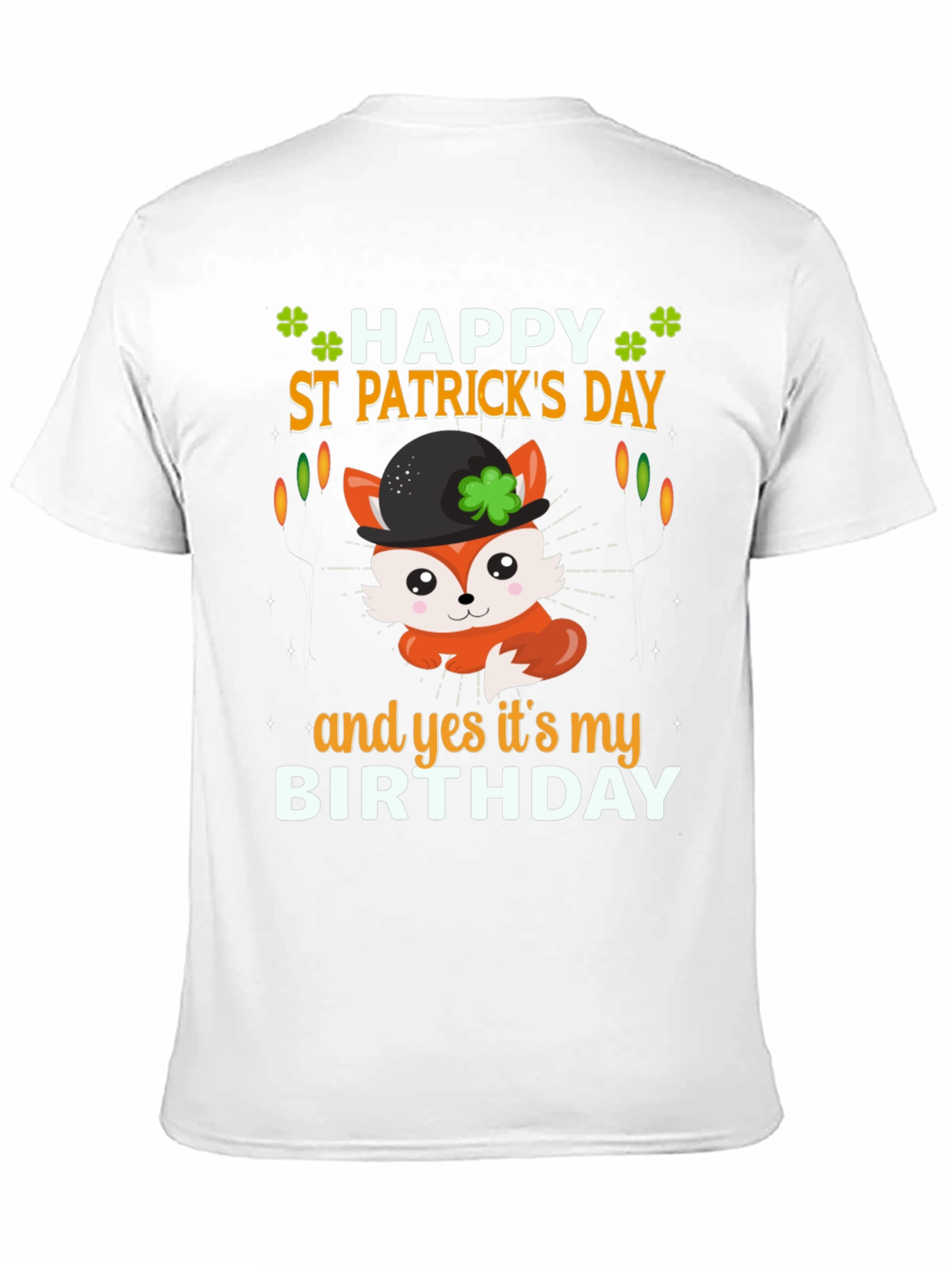 Black St. Patrick's Day Birthday Fox T-Shirt view 11