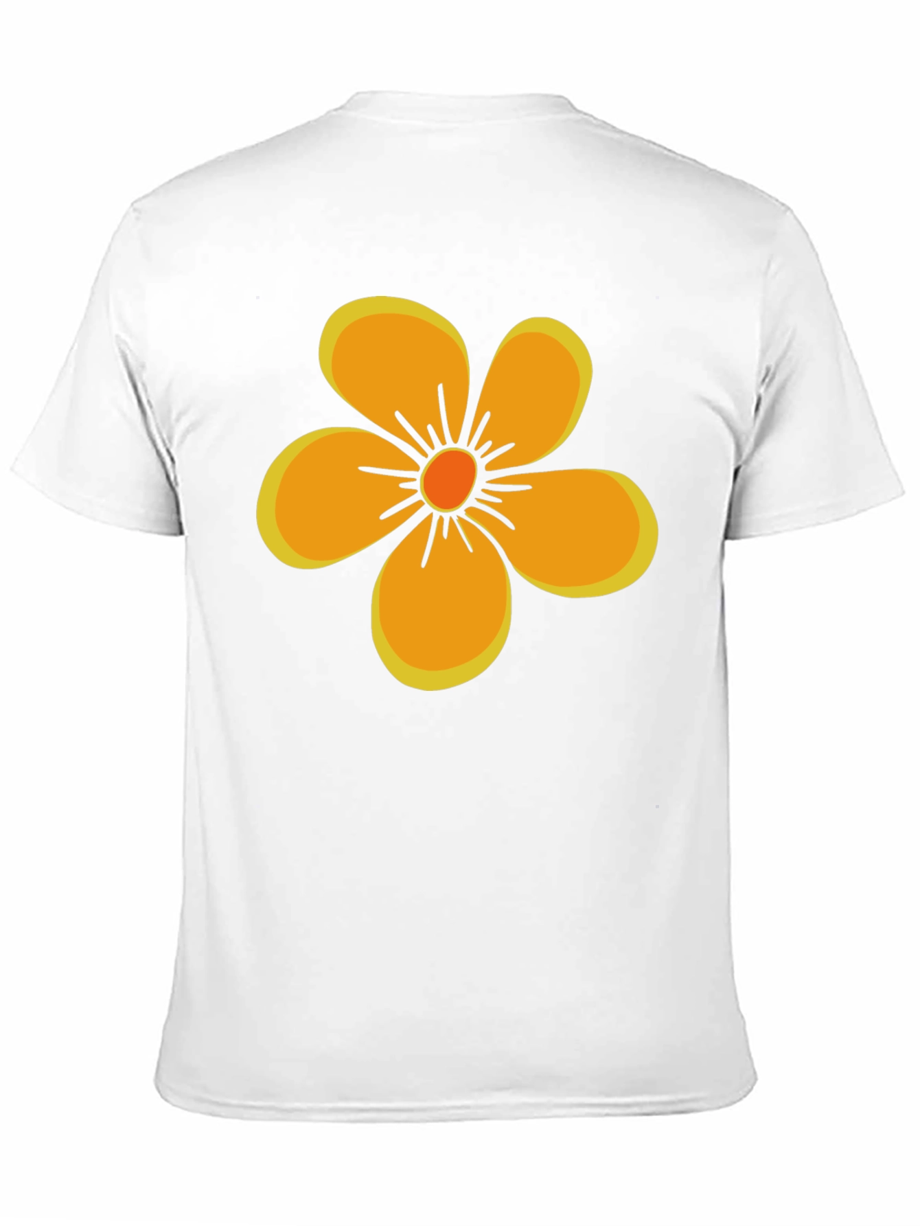 Black Black T-Shirt with Orange Flower Graphic view 11