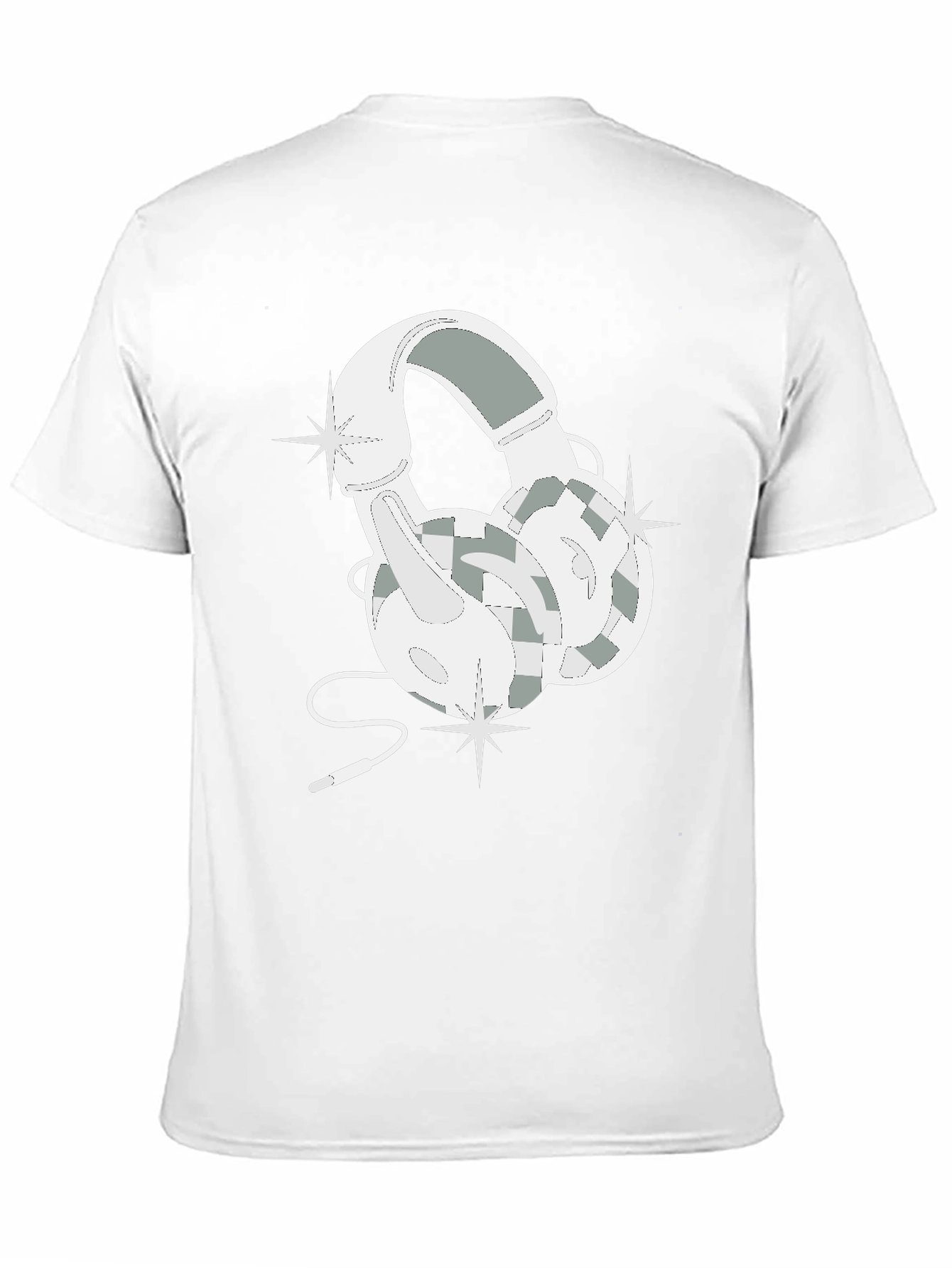 Black Stylish Headphones Graphic T-Shirt view 11