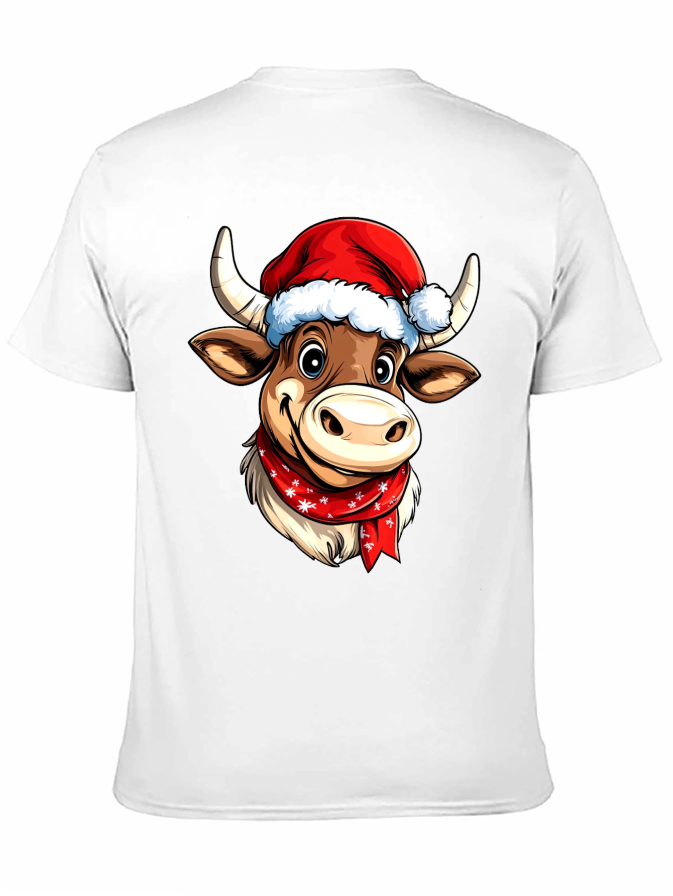 Black Festive Cartoon Cow T-Shirt view 11