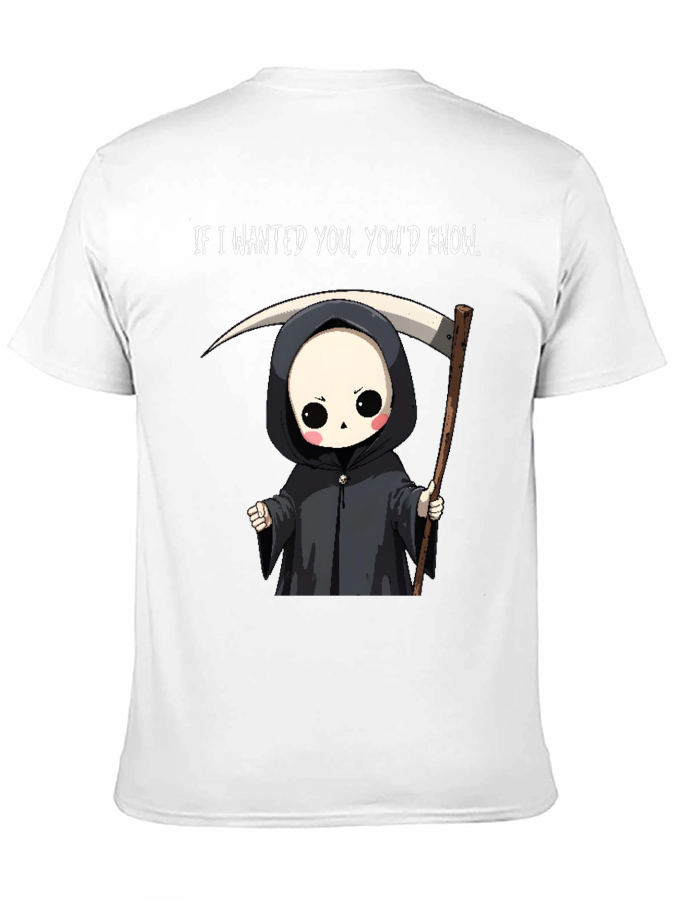 Black Grim Reaper Cartoon Graphic Tee - "If I Wanted You, You'd Know" view 11