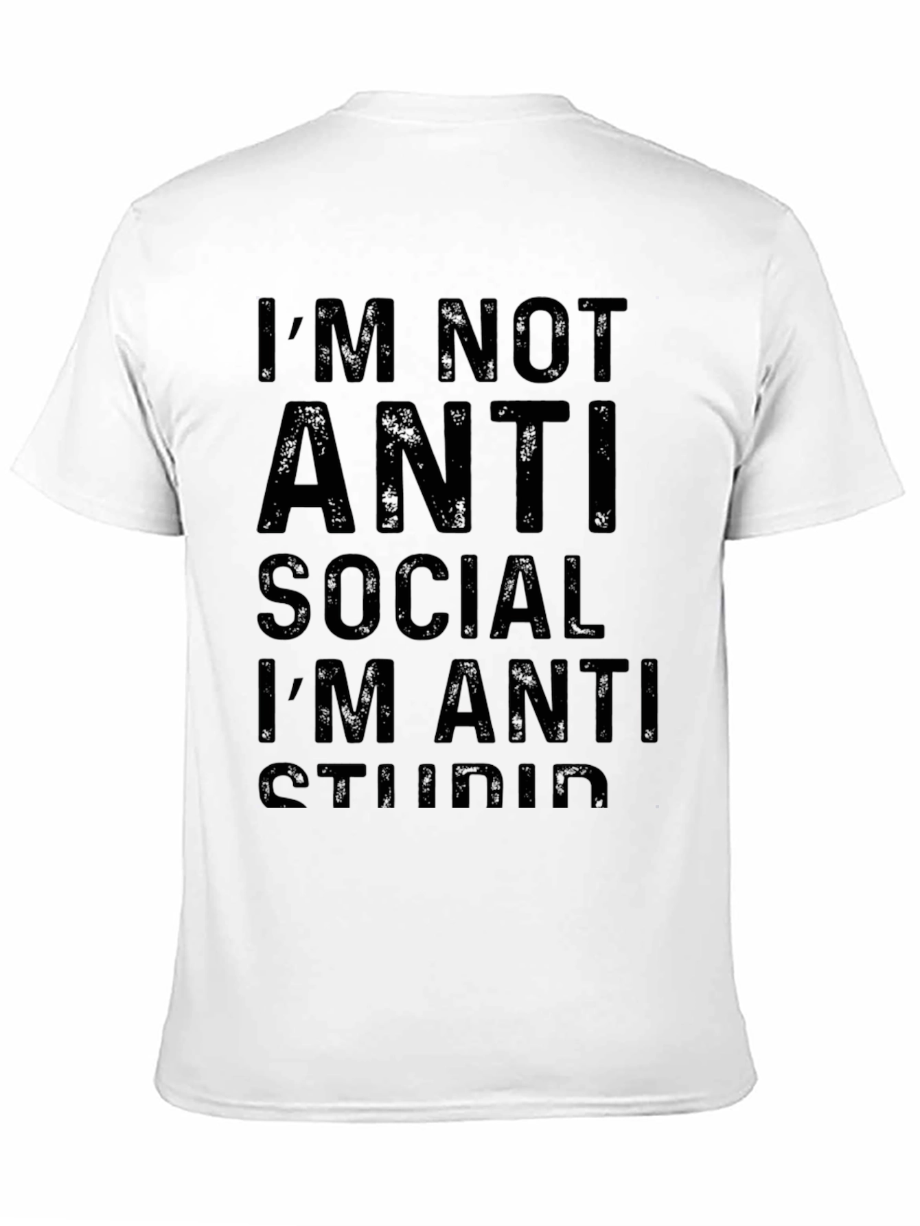 Black Anti Stupid T-Shirt - Black, Funny Slogan Tee view 11
