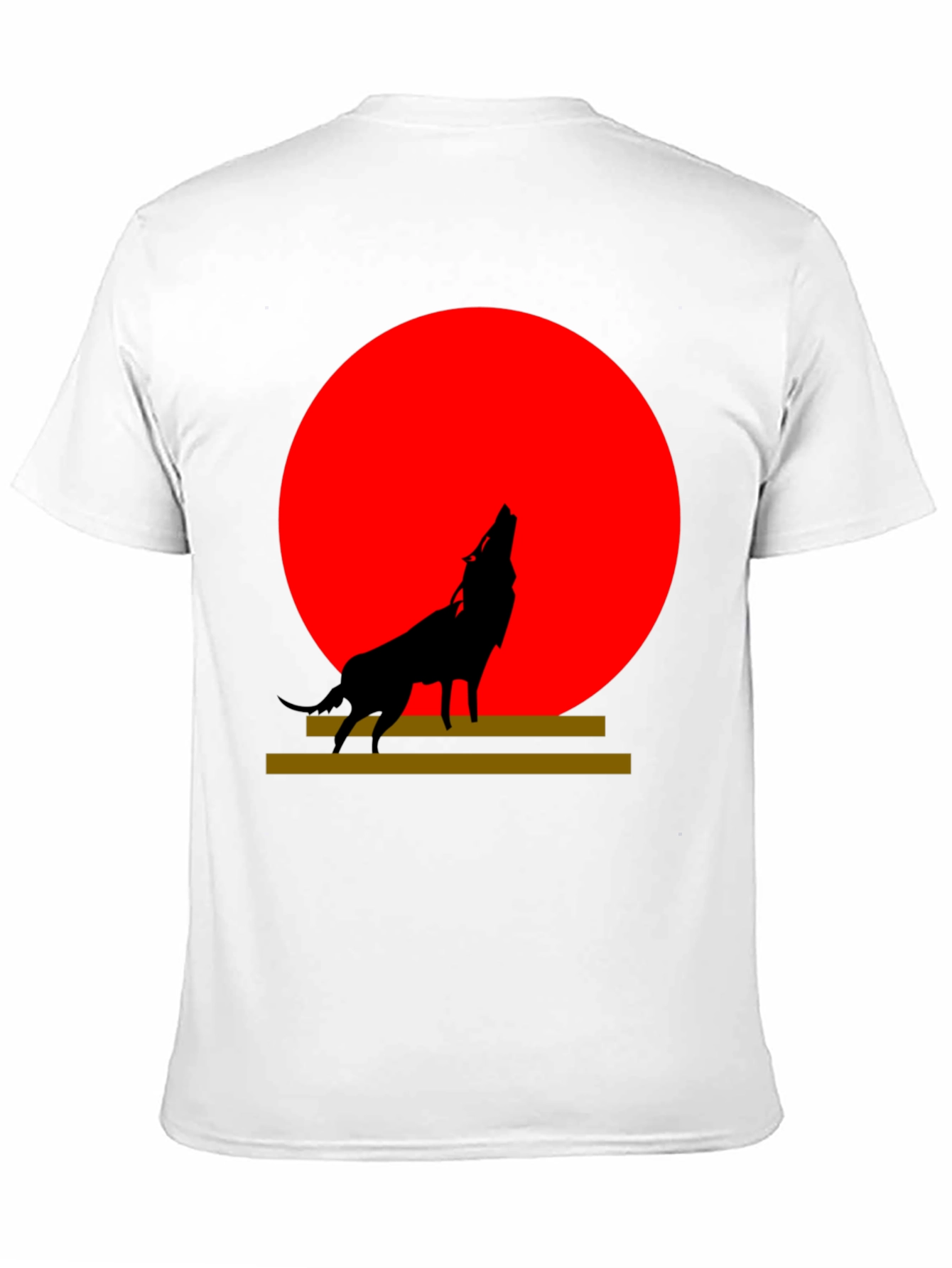 Black Wolf Silhouette Graphic Tee - Red Moon Design view 11