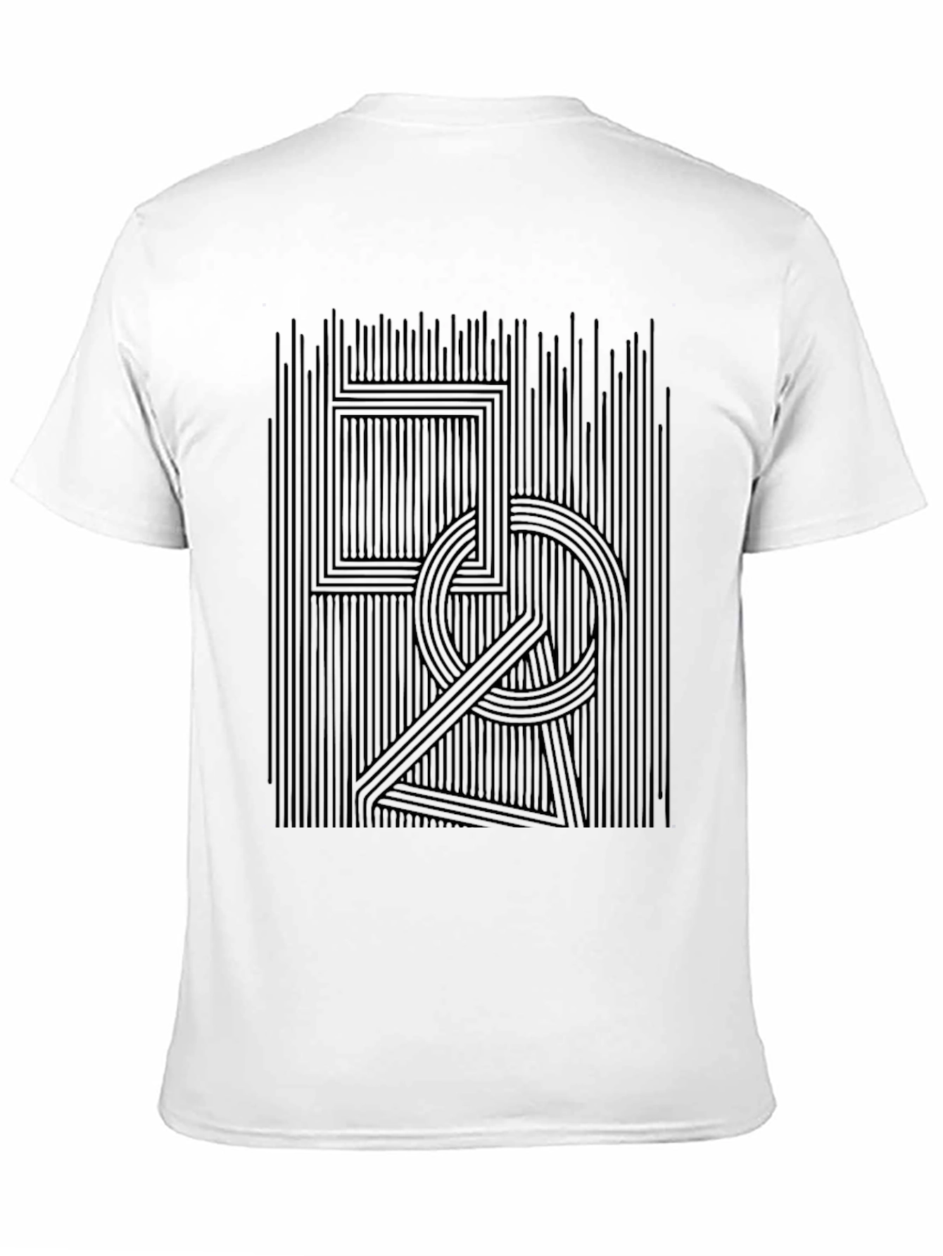 Black Abstract Line Art Black Graphic Tee view 11