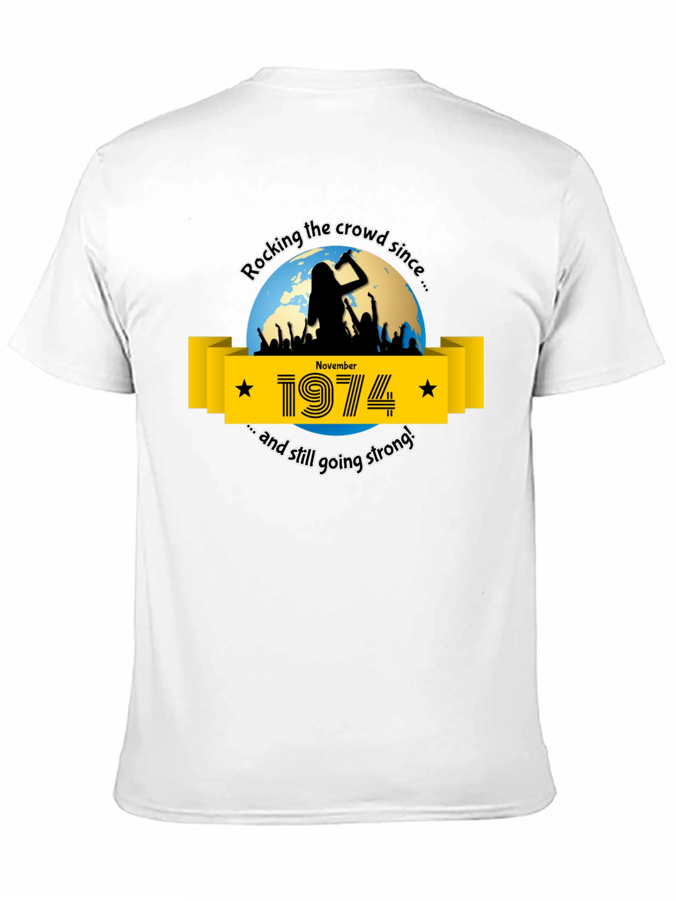 Black Rocking the Crowd Since 1974 T-Shirt view 11