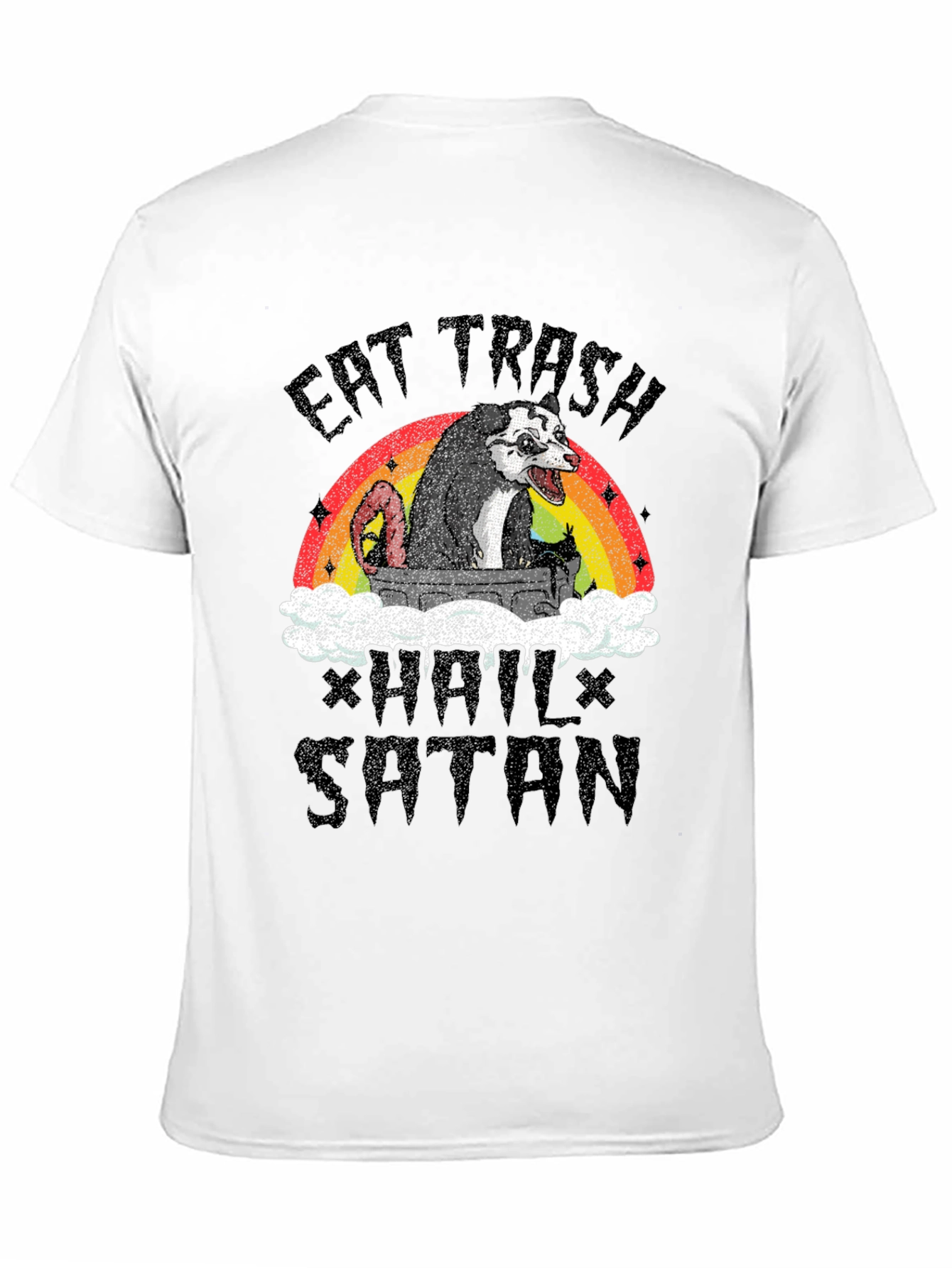 Black Eat Trash Hail Satan Opossum T-Shirt view 11