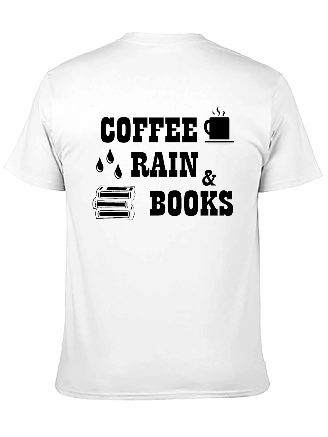 Black Coffee Rain and Books Black T-Shirt view 11