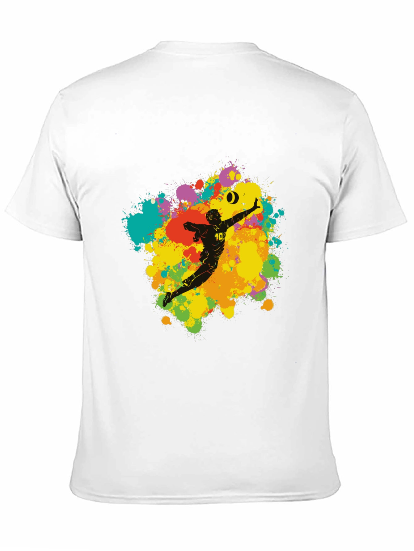 Black Volleyball Player Art T-Shirt - Colorful Splash Design view 11