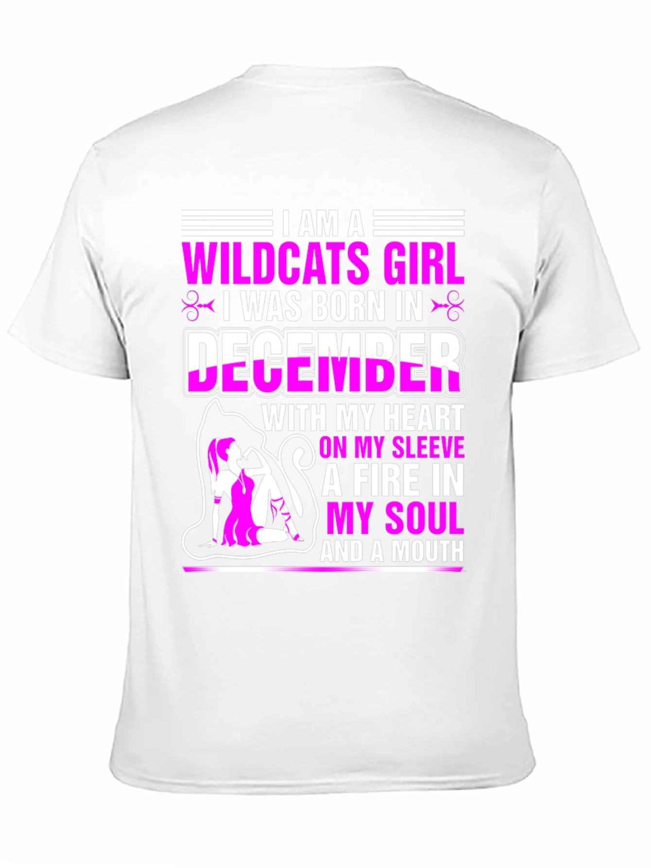 Black Wildcats Girl December Birthday T-Shirt view 11