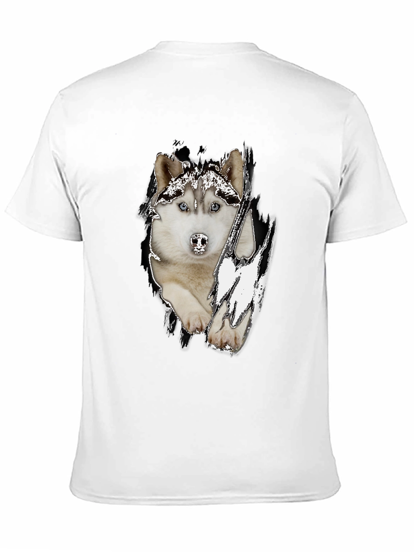 Black Husky Dog Graphic Black T-Shirt for Men view 11