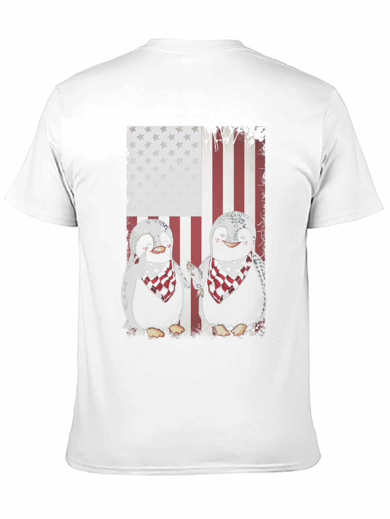 Black Patriotic Penguin American Flag Graphic T-Shirt view 11