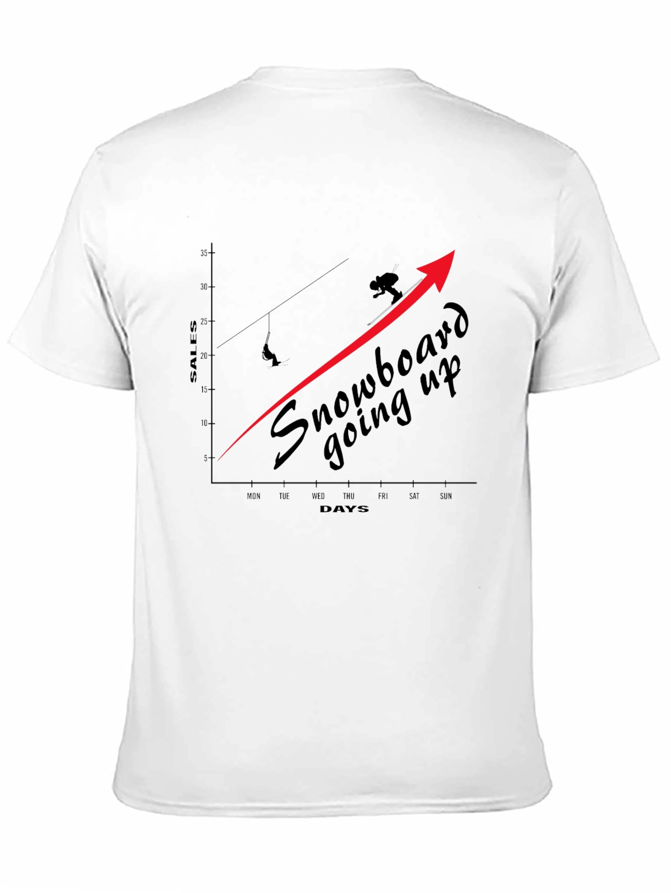 Black Snowboard Sales Growth Tee view 11