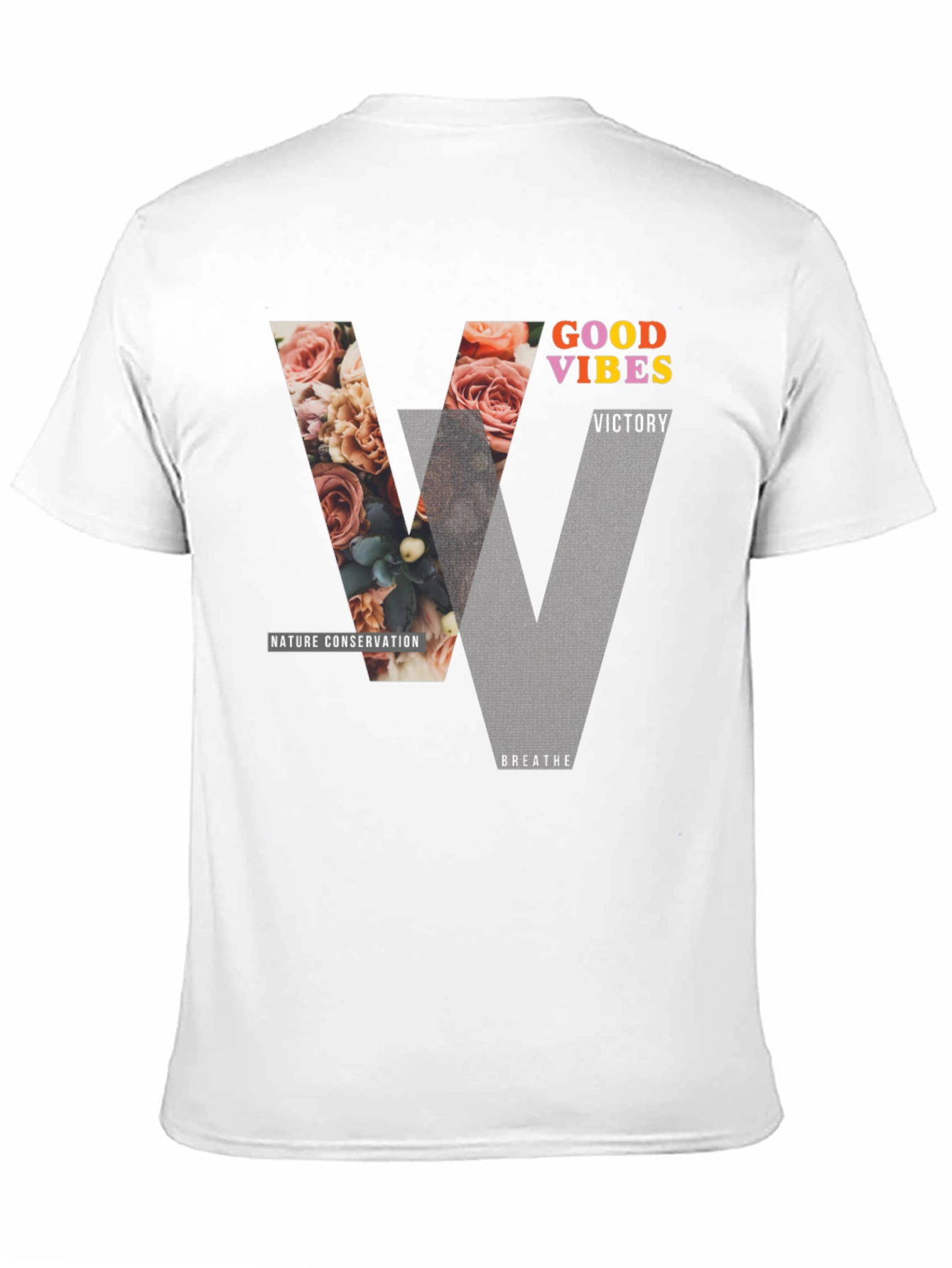 Black Good Vibes Graphic Tee - Nature Conservation Design view 11