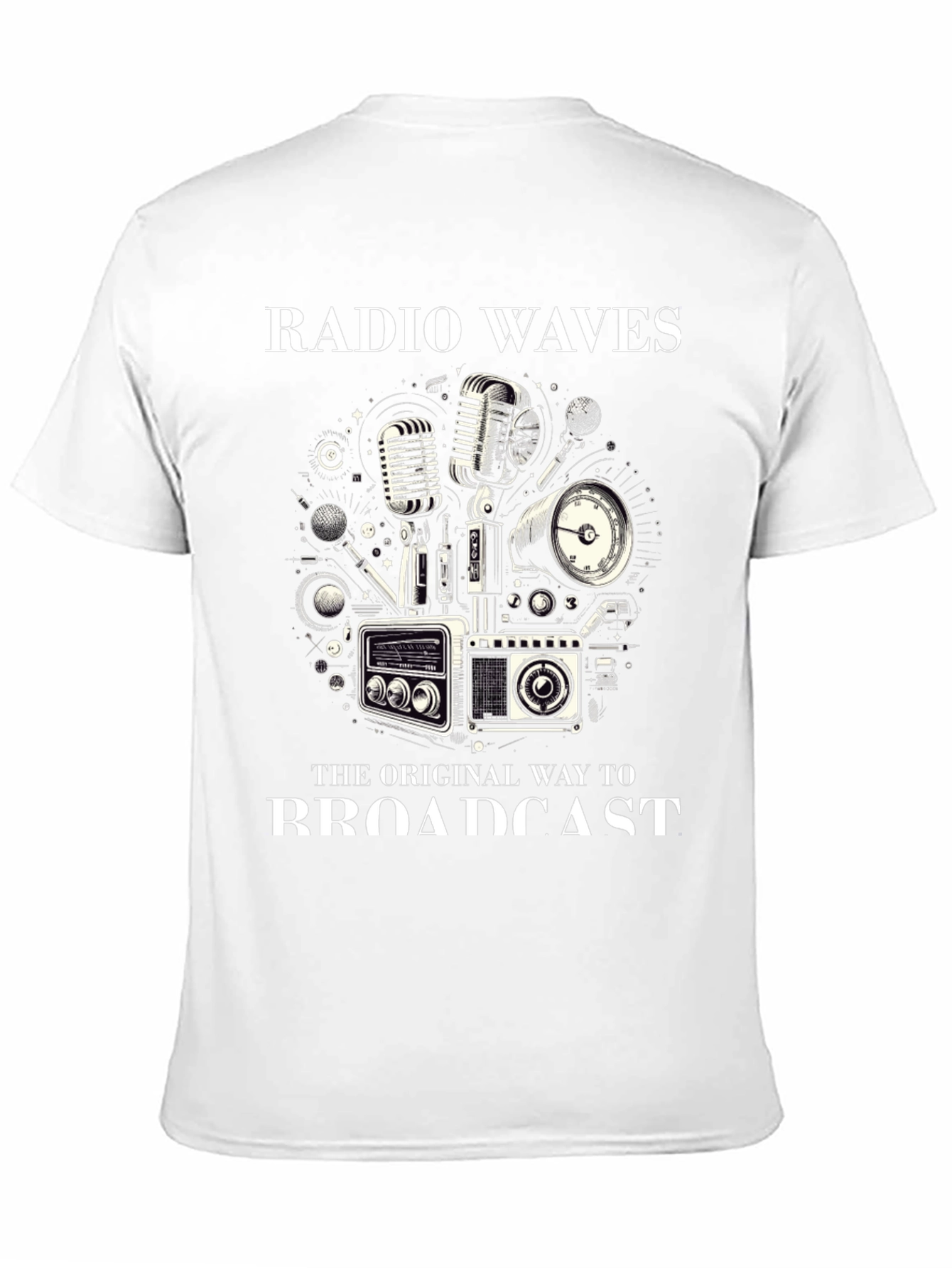 Black Retro Radio Waves Broadcast Graphic Tee view 11