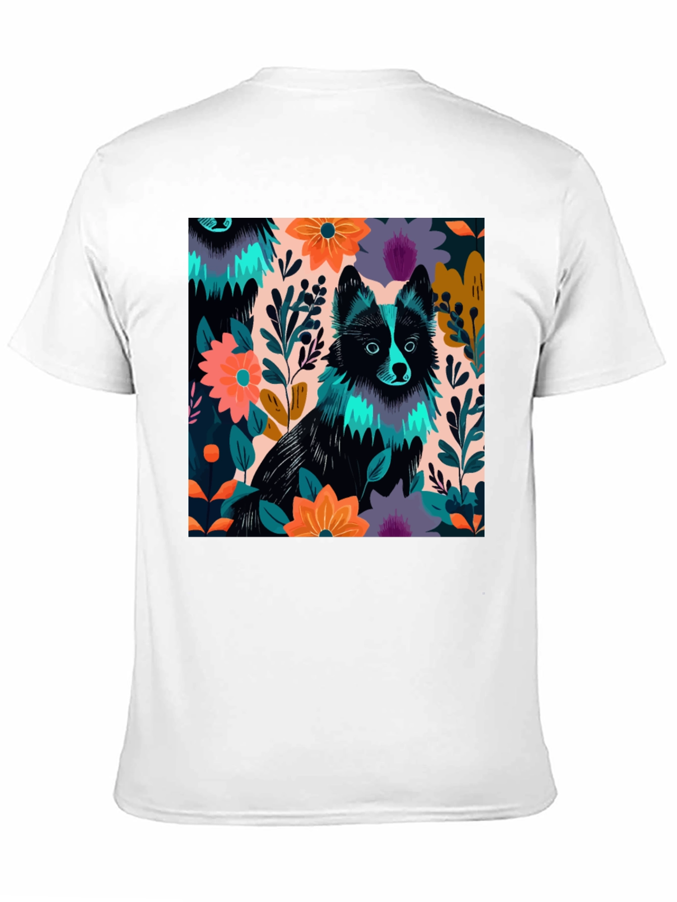 Black Floral Dog Graphic Tee view 11