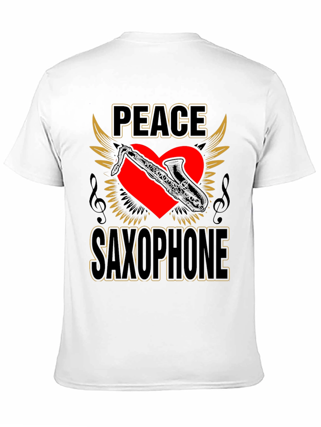 Black Peace Saxophone Graphic T-Shirt Musician Tee view 11